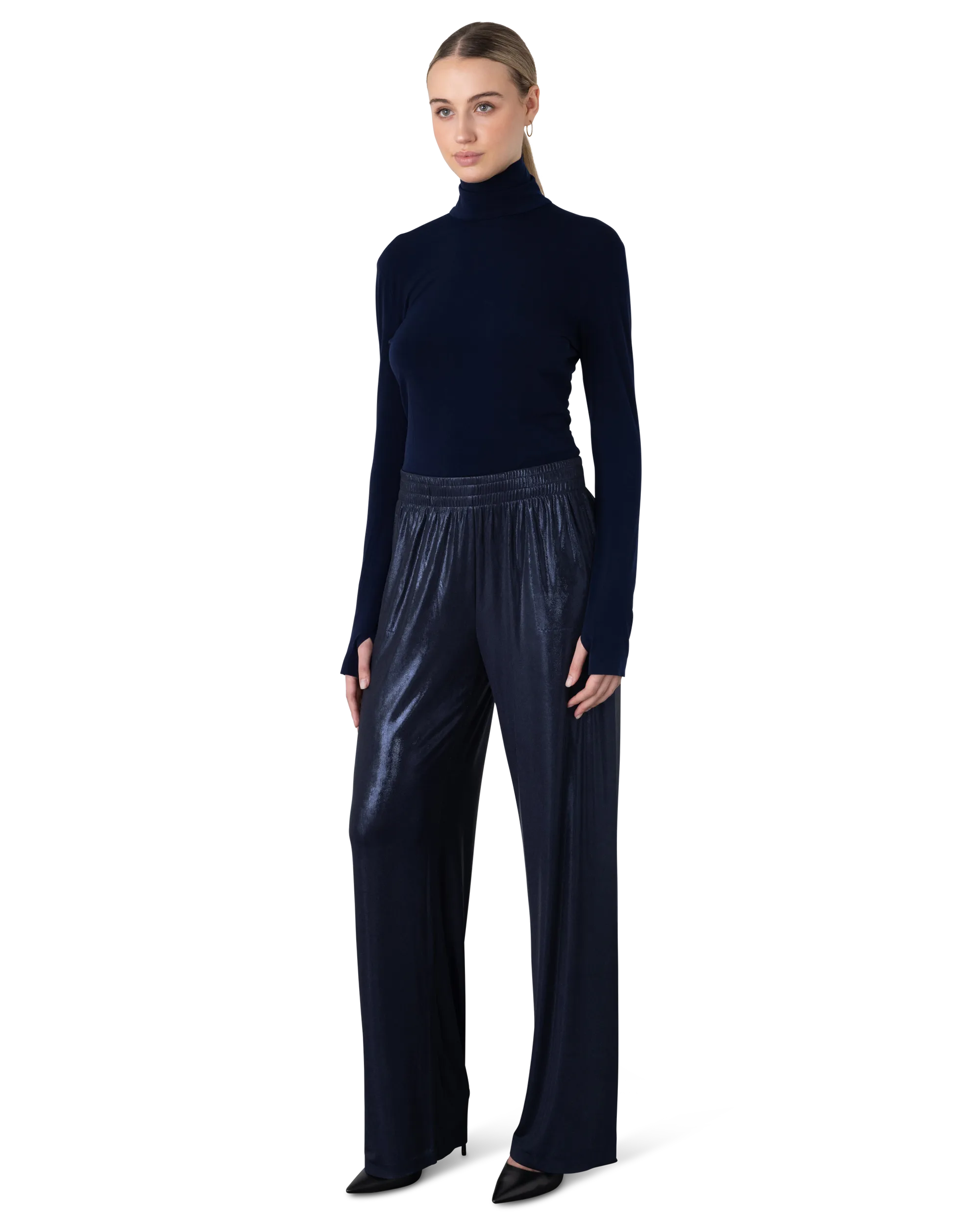 Metallic Wide Leg Pants