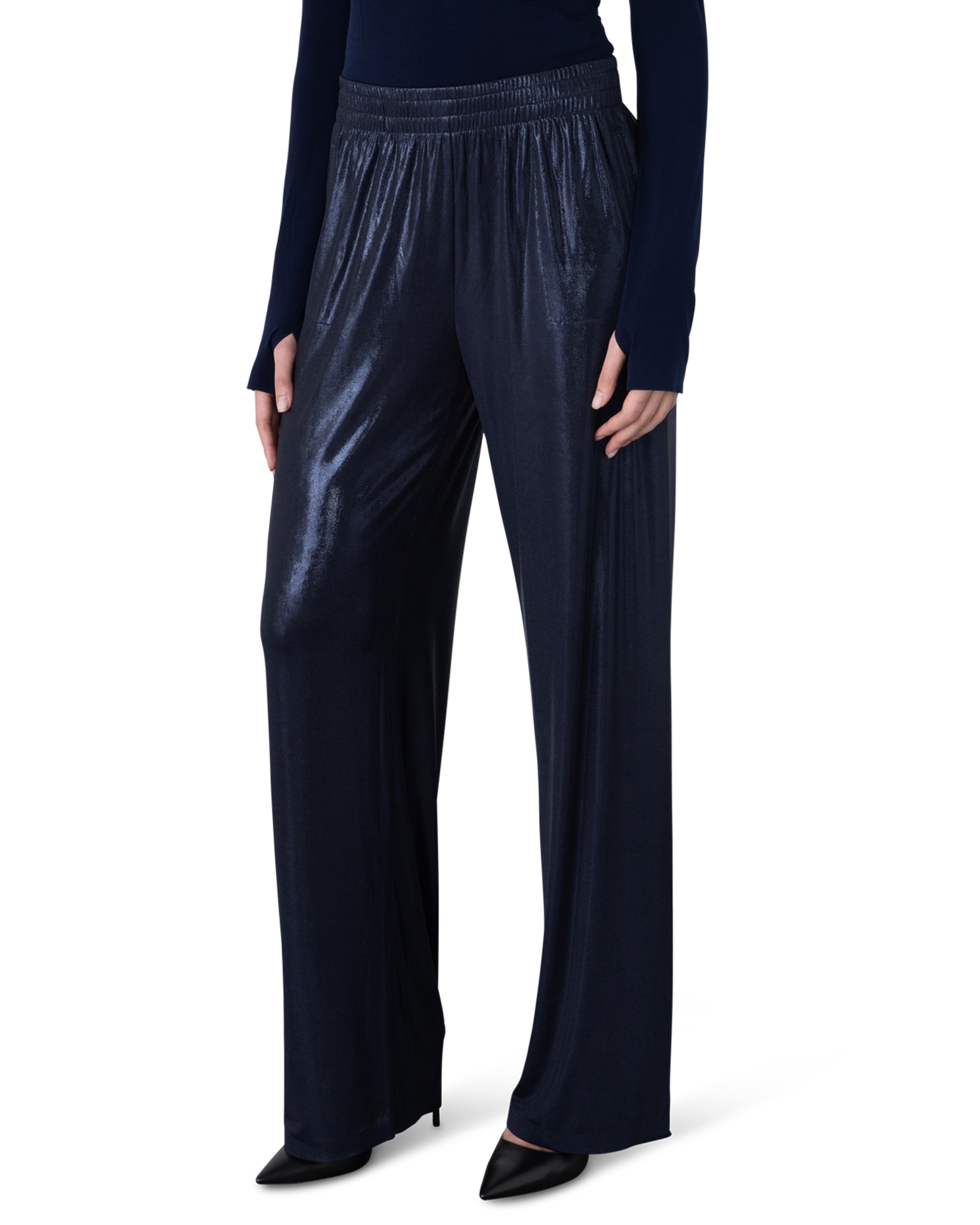 Metallic Wide Leg Pants