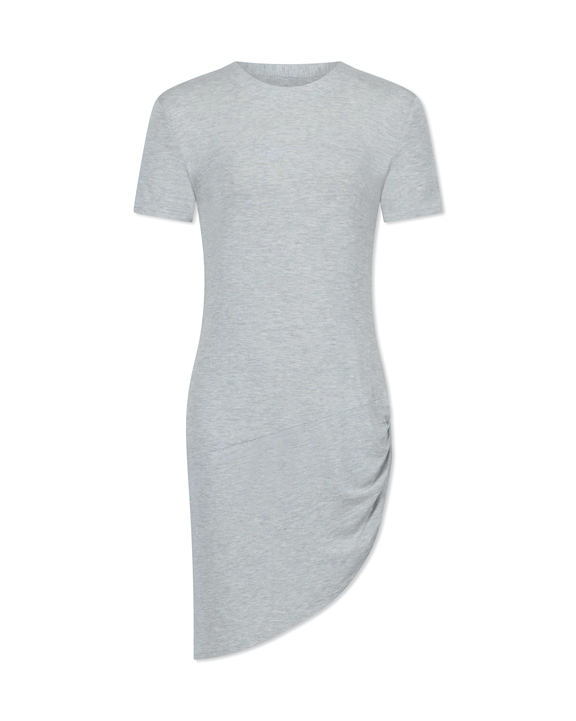 Short Sleeve Crewneck Side Drape Micro Dress - DIHSAN