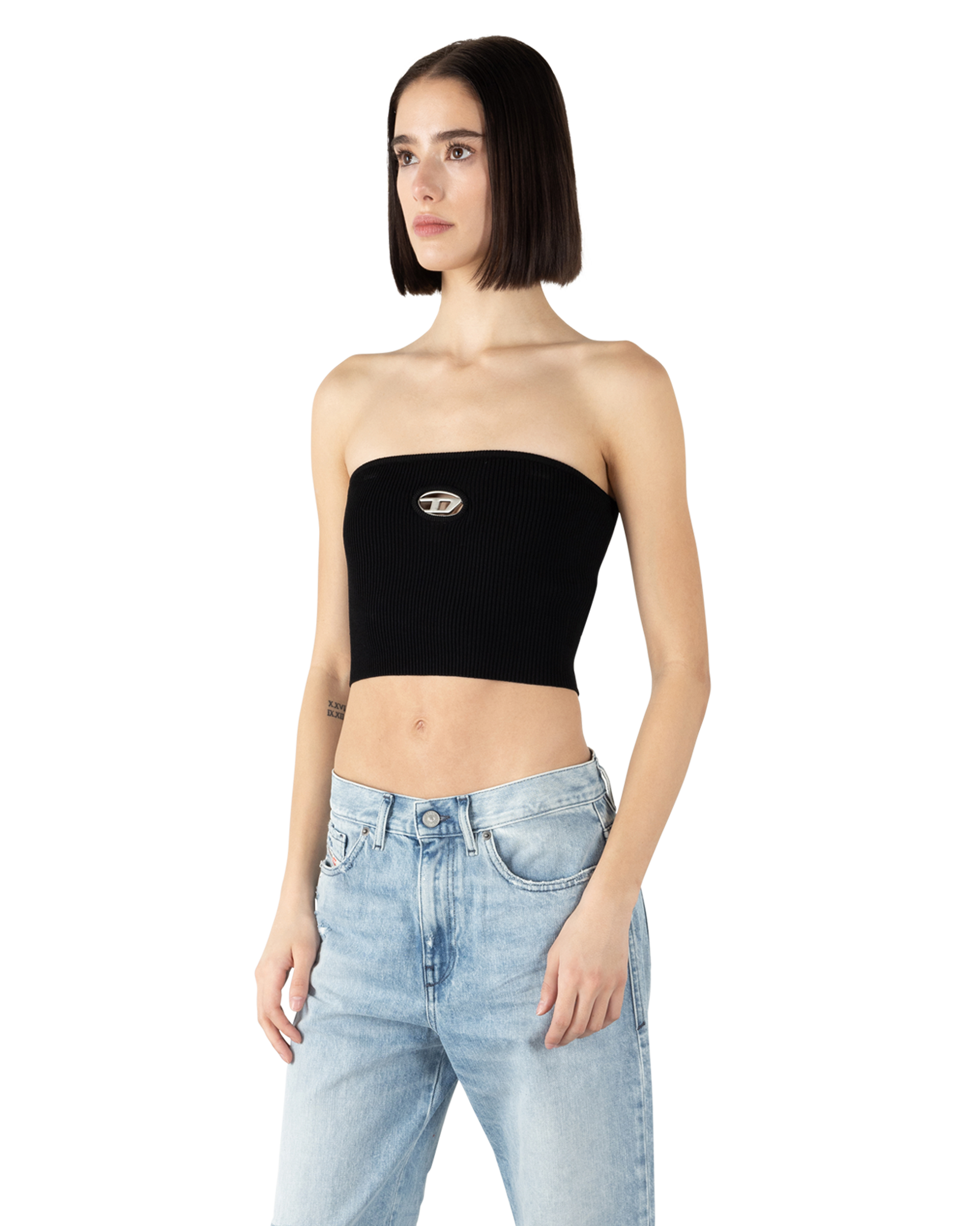 Deep Black Viscose-rayon Blend M-ClarksvilleX Bandeau Top by Diesel | DIHSAN