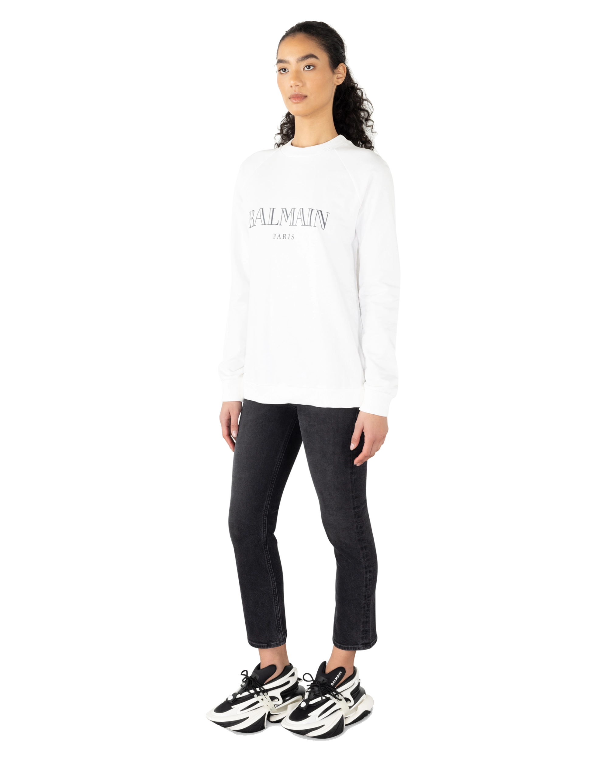 White Cotton Lightweight Logo Sweatshirt by Balmain | DIHSAN