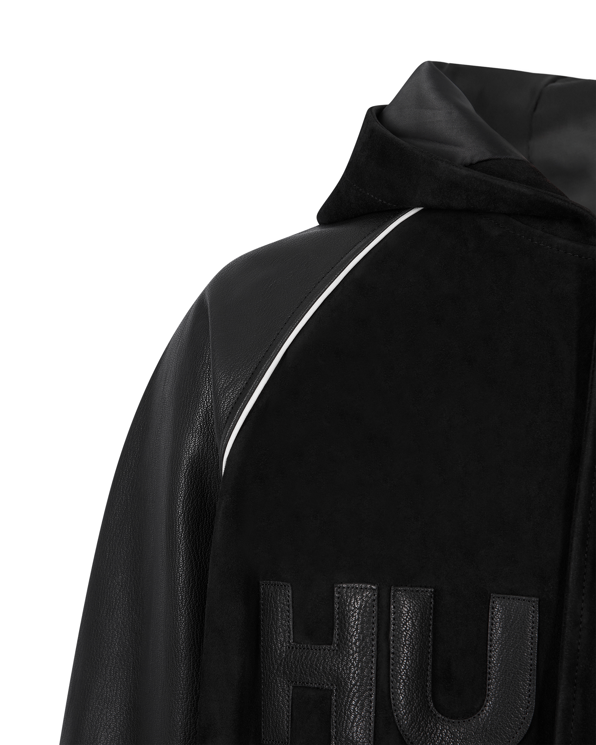 Loder Leather Hooded Varsity Jacket