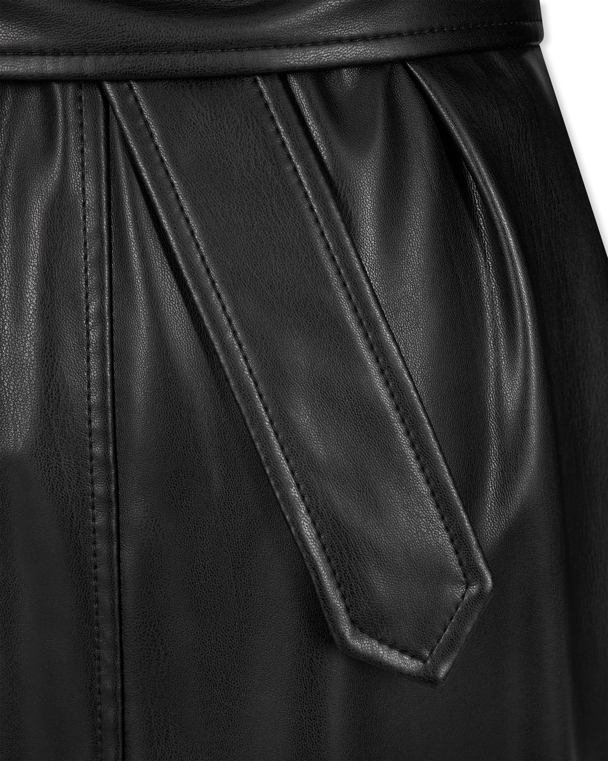 Malitta-1 Faux Leather Trench Coat - DIHSAN
