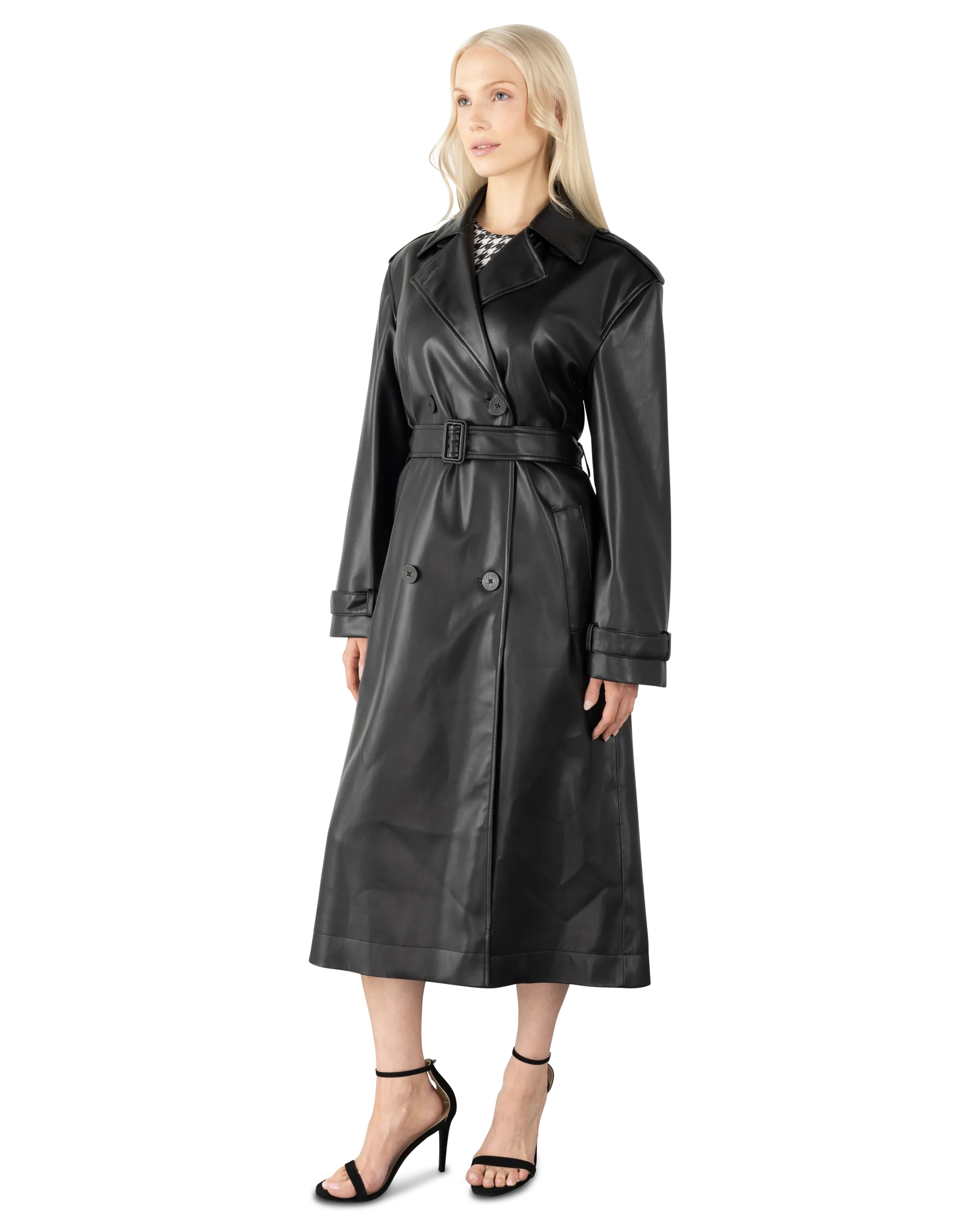 Malitta-1 Faux Leather Trench Coat