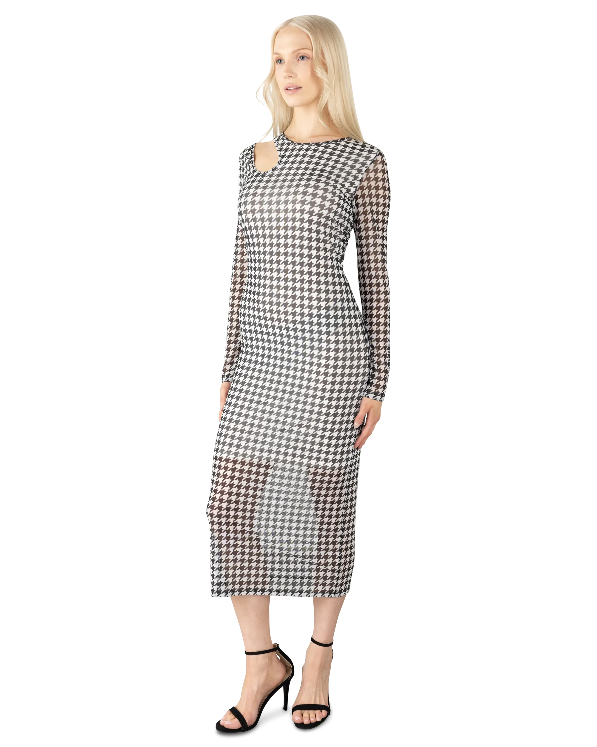 Nalusia Houndstooth Midi Dress