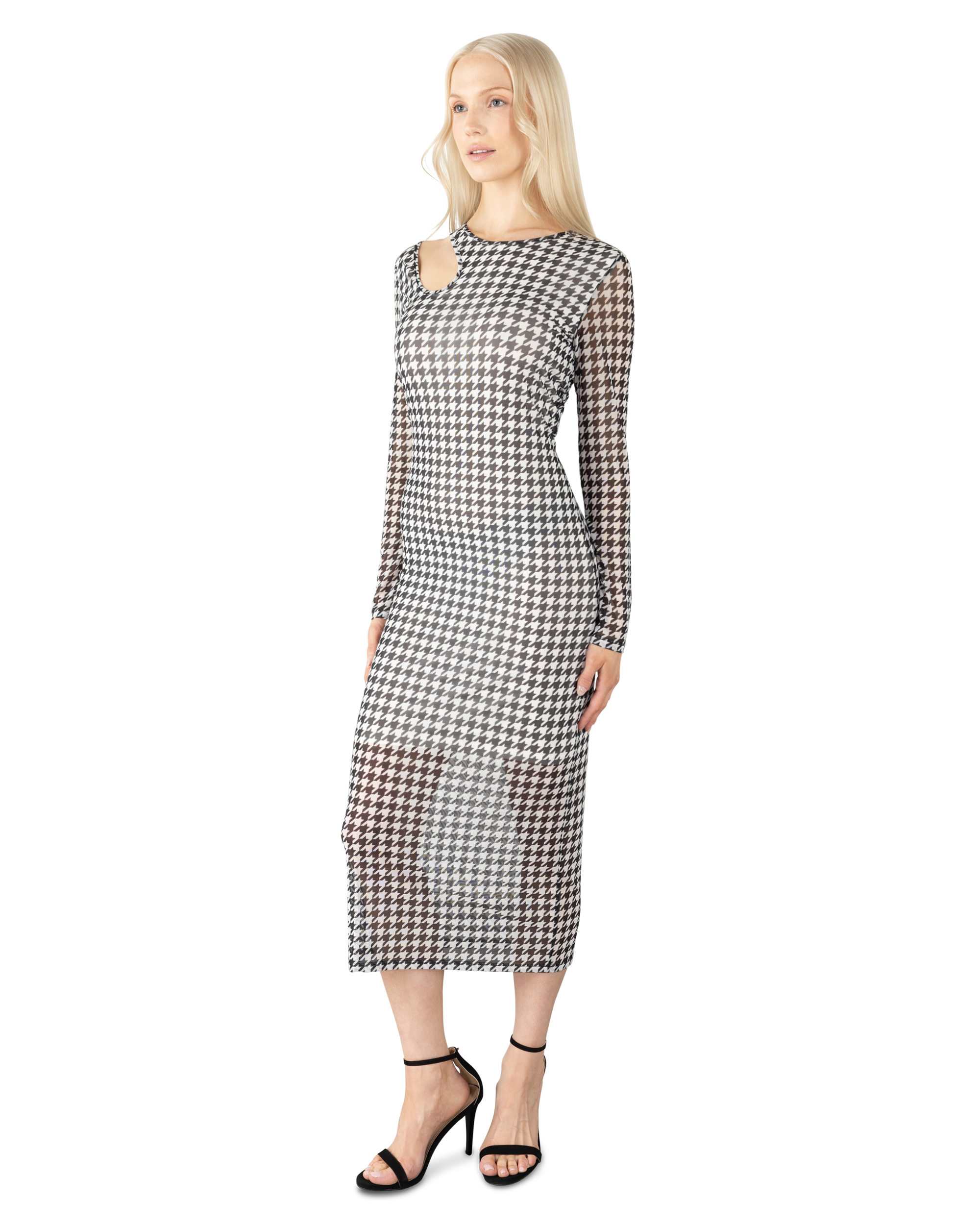 Nalusia Houndstooth Midi Dress