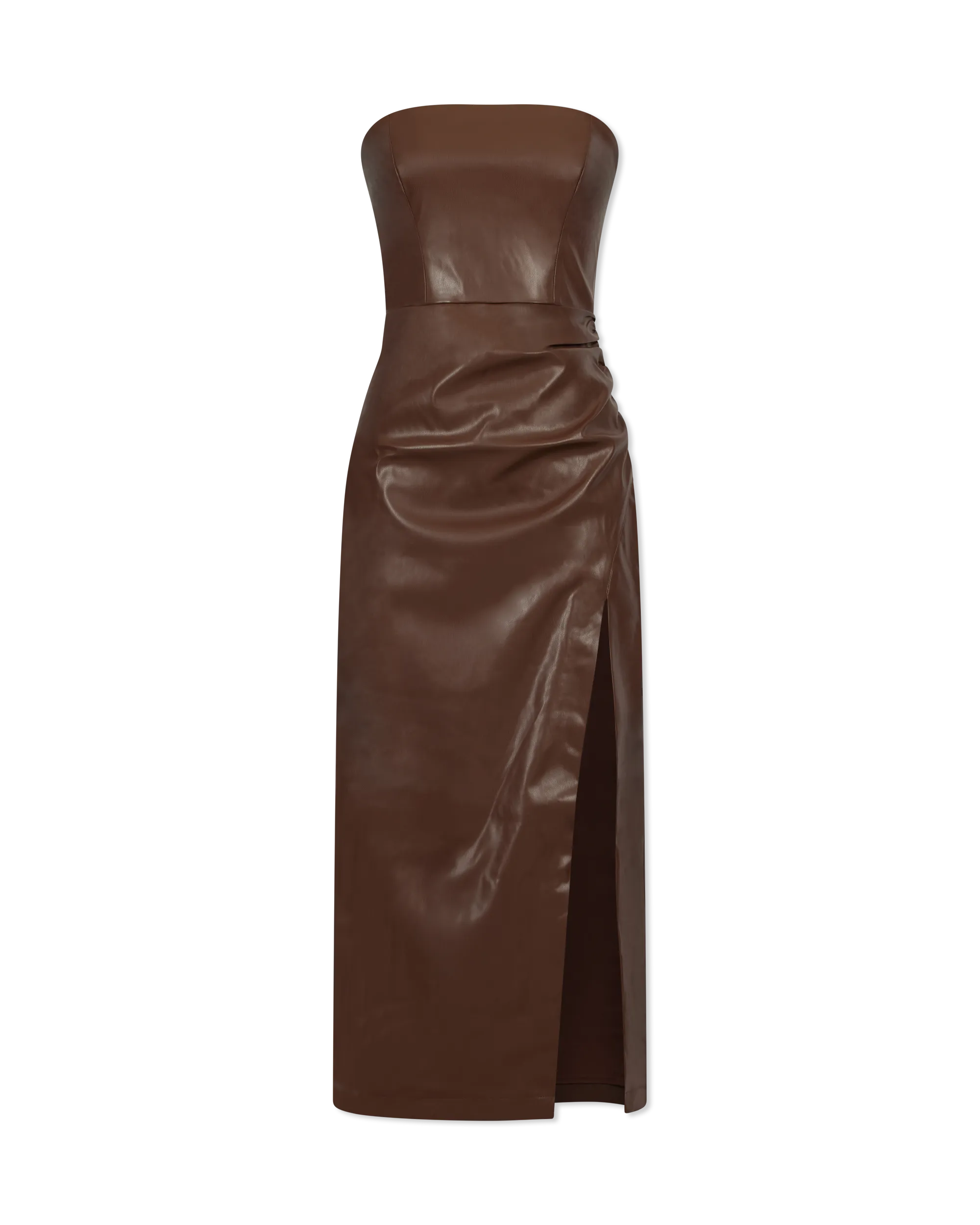 Andres Vegan Leather Strapless Dress - DIHSAN