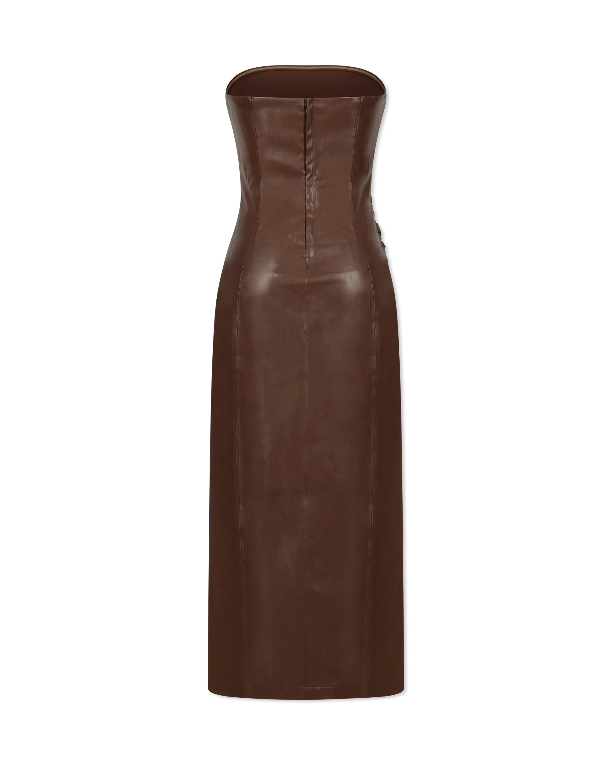 Andres Vegan Leather Strapless Dress - DIHSAN