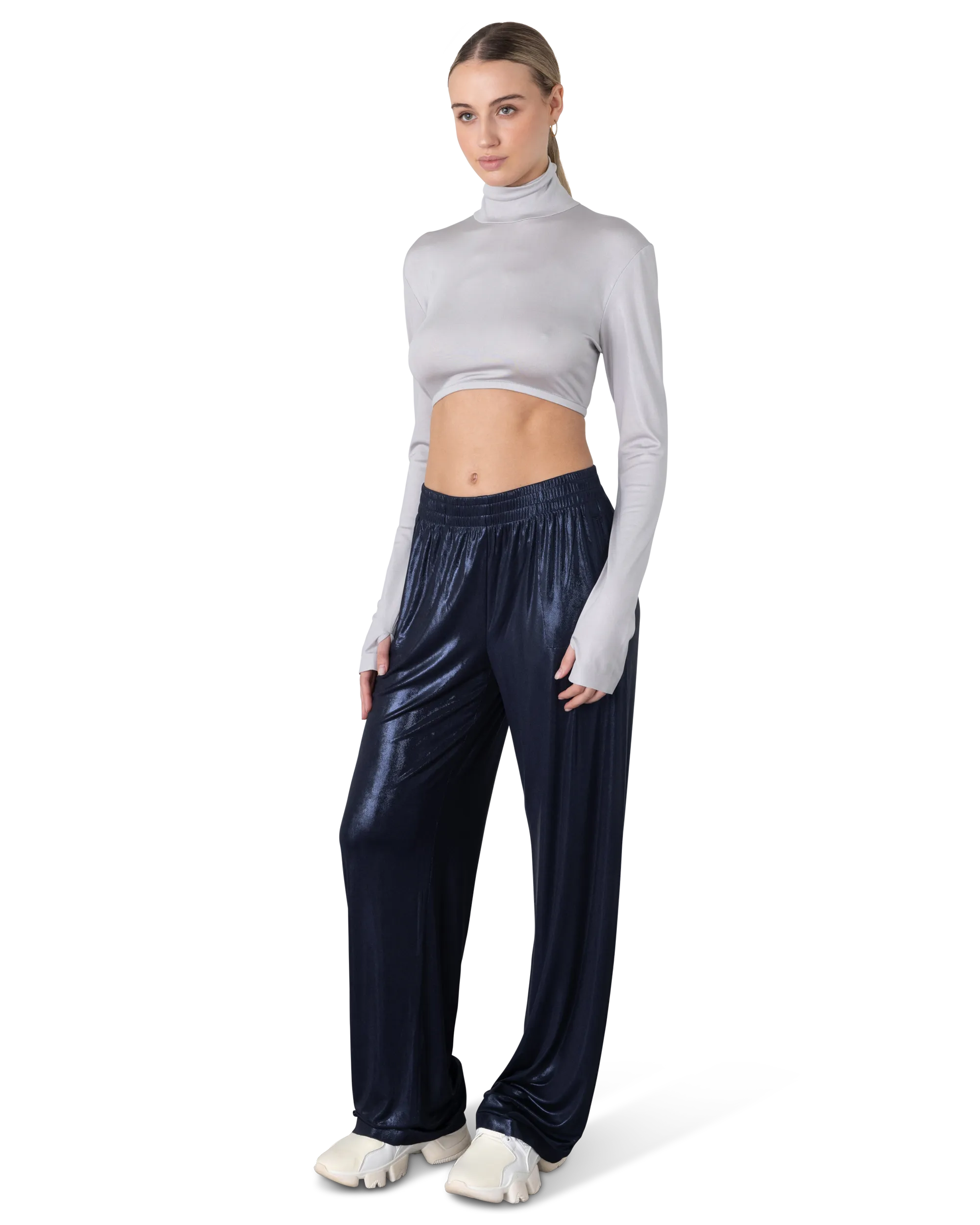Norma Kamali Long Sleeve Crop Top