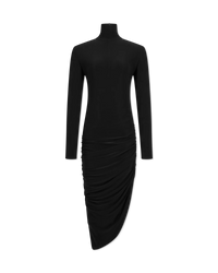 L/S Turtleneck Side Drape Midcalf Dress - DIHSAN