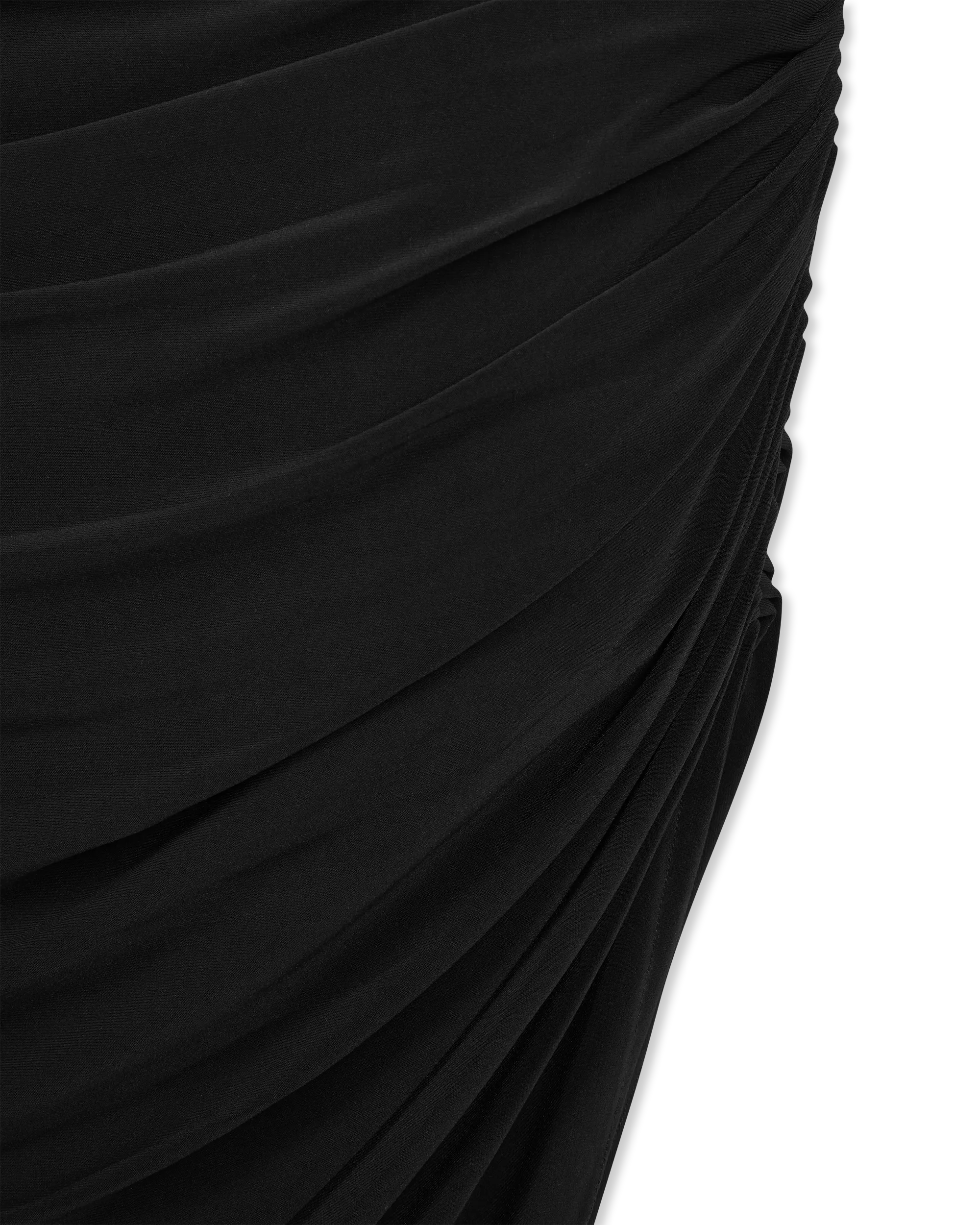 L/S Turtleneck Side Drape Midcalf Dress - DIHSAN