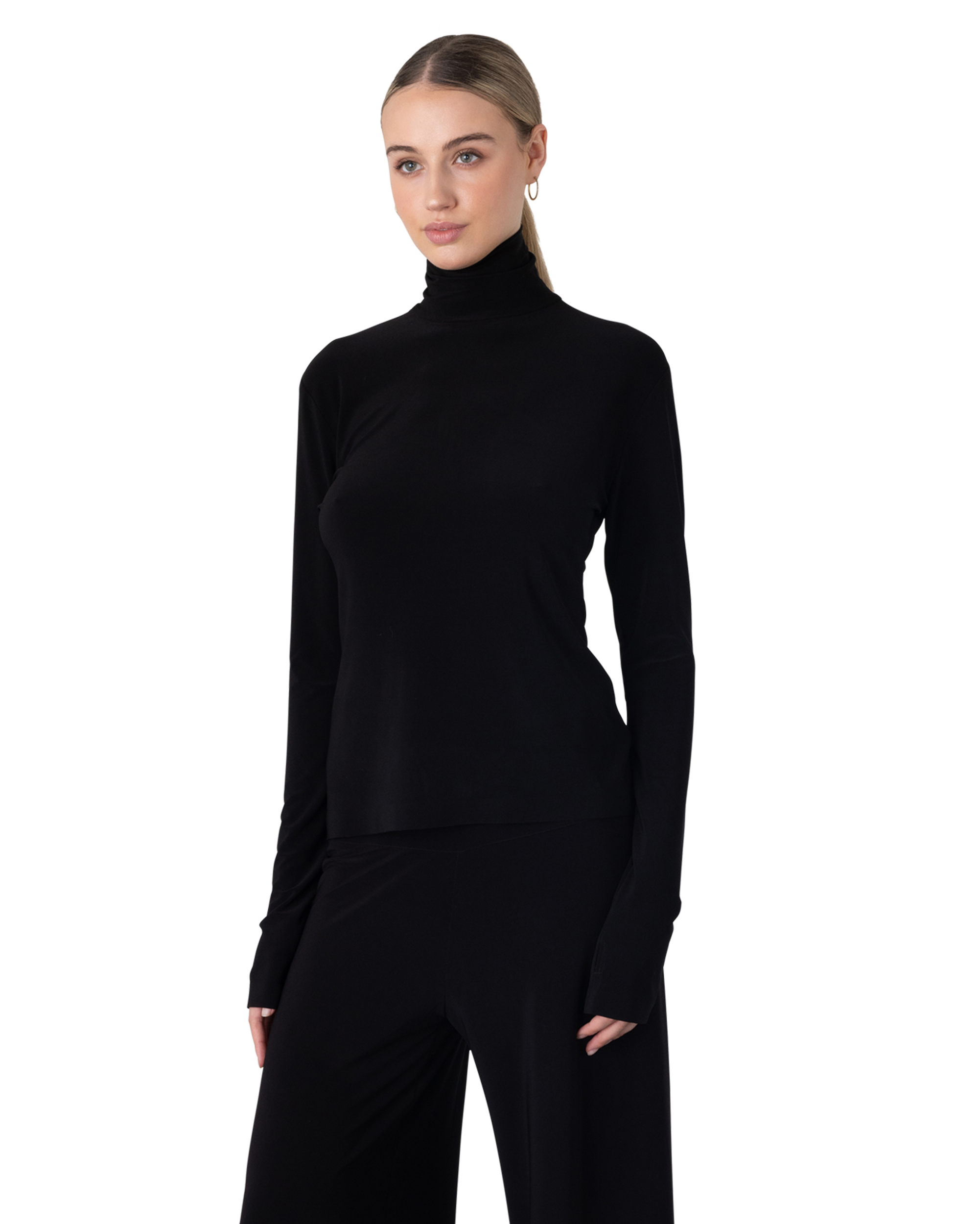 Slim Fit Long Sleeve Turtle Top Short