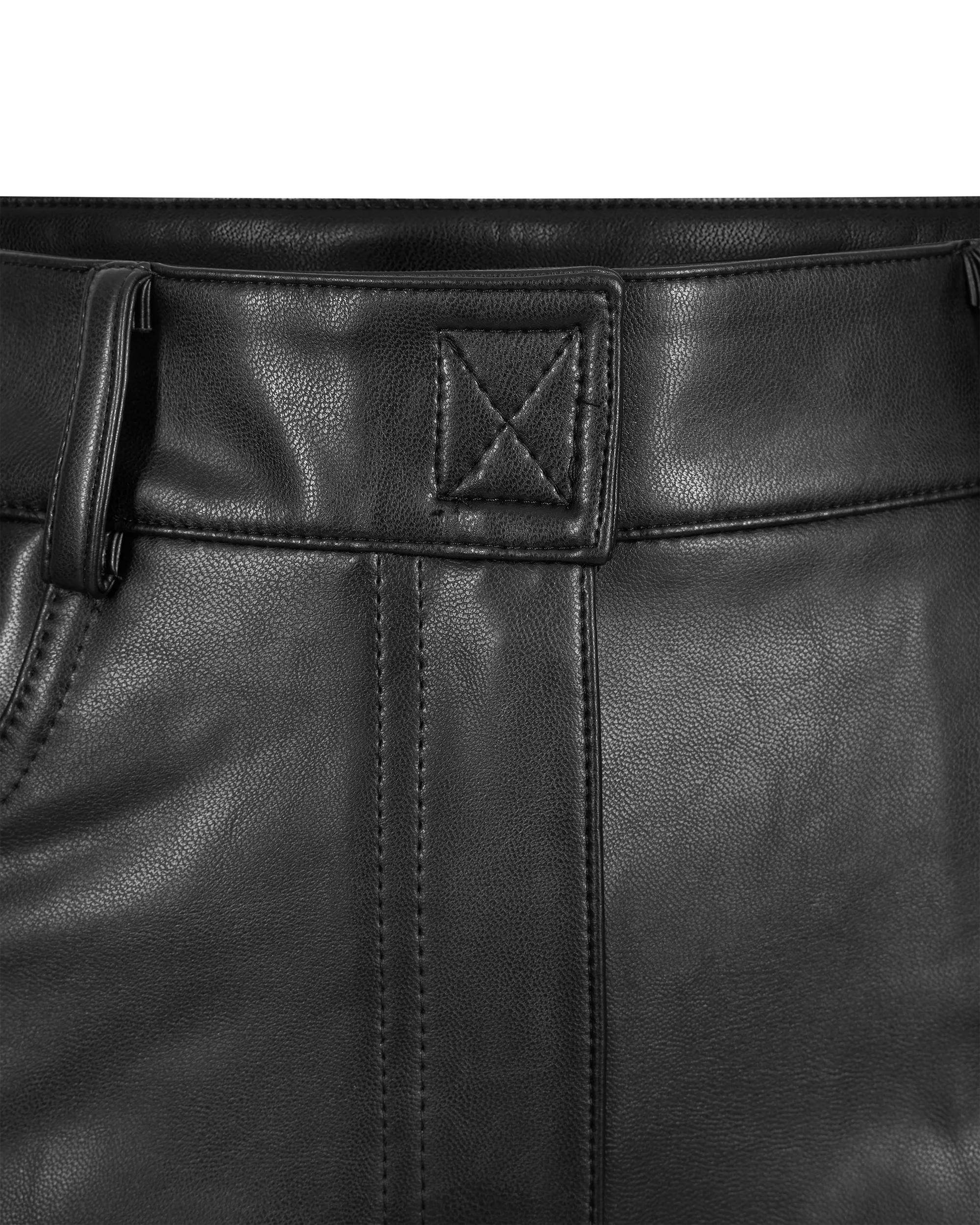 High Waist Faux Leather Jean Short - DIHSAN