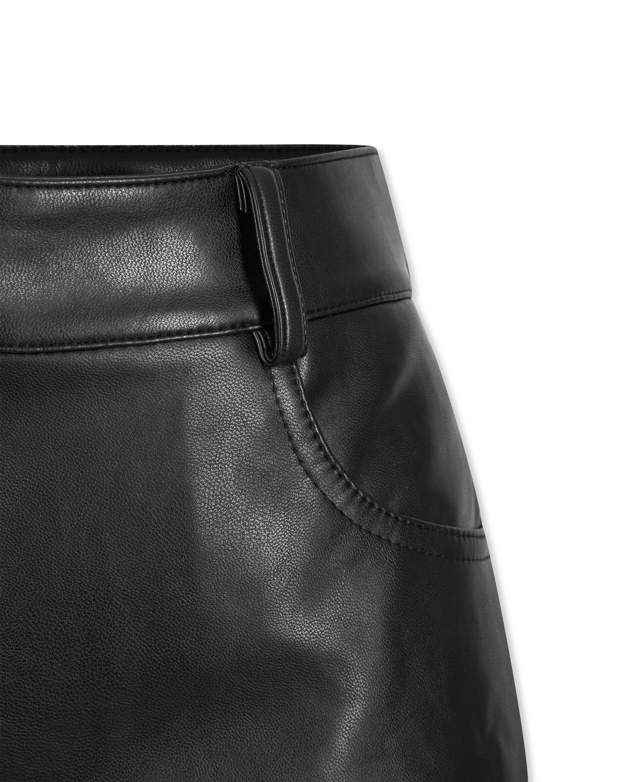 High Waist Faux Leather Jean Short - DIHSAN