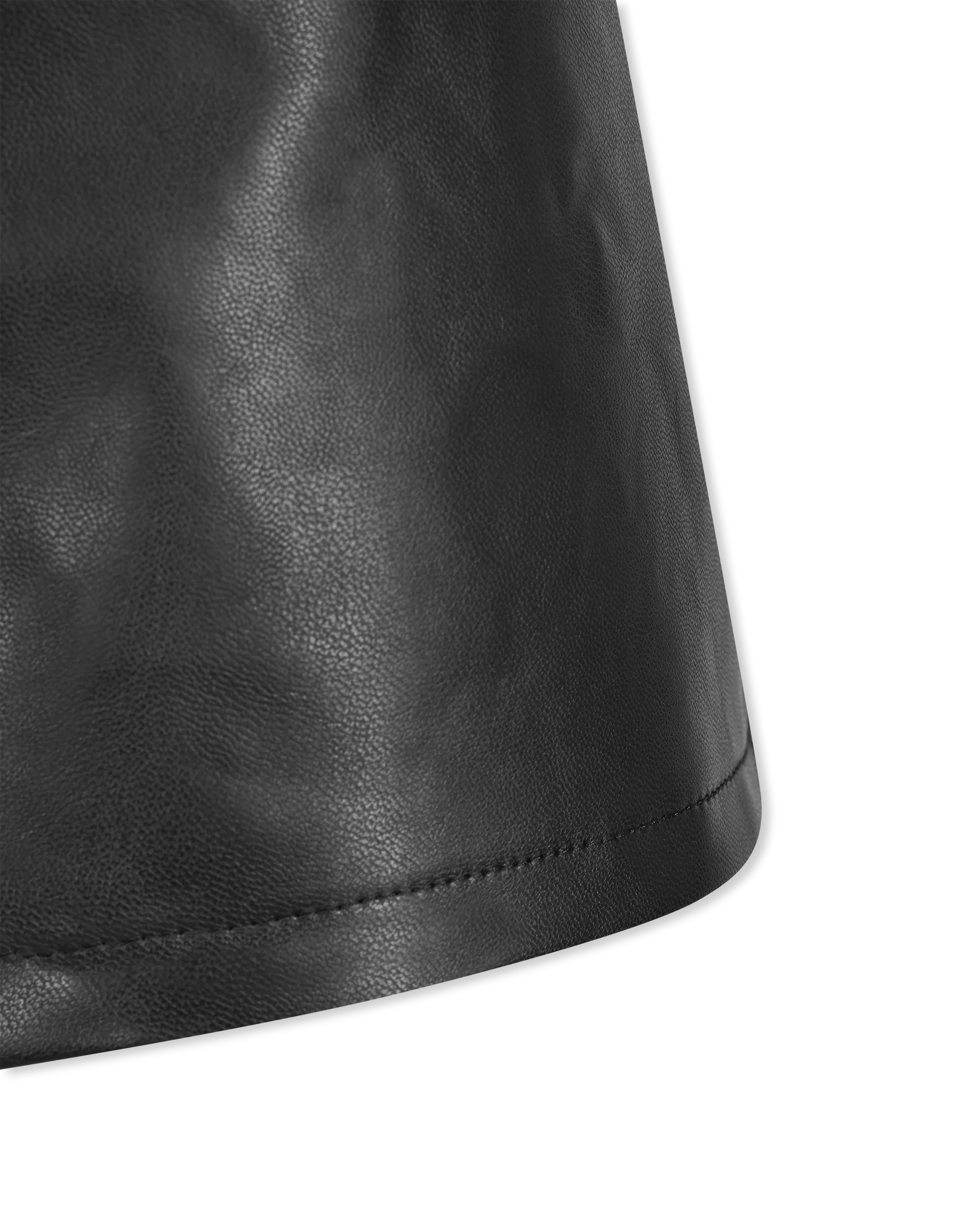 High Waist Faux Leather Jean Short - DIHSAN