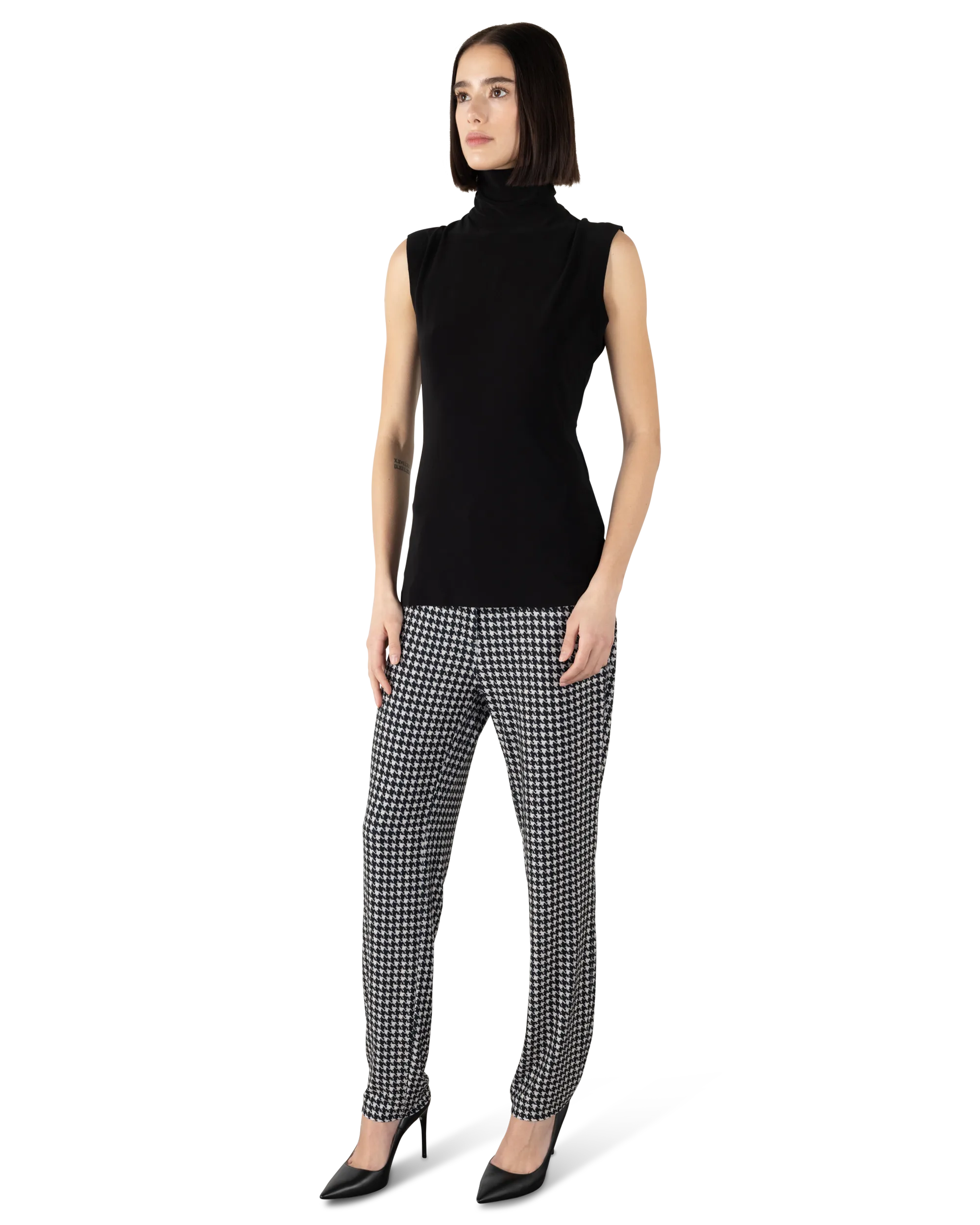 Black Sleeveless Turtleneck Top