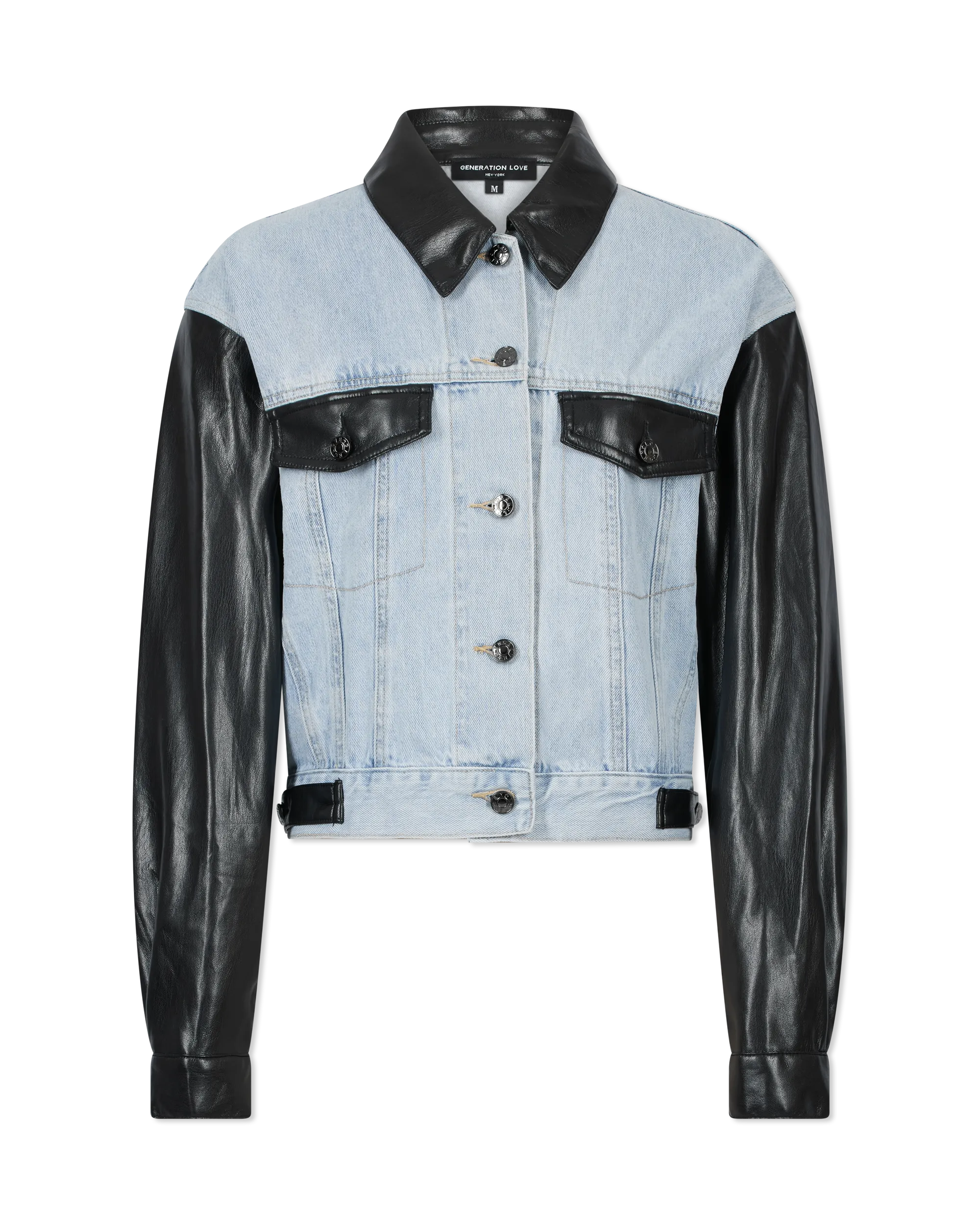 Valex Vegan Leather Combo Denim Jacket - DIHSAN