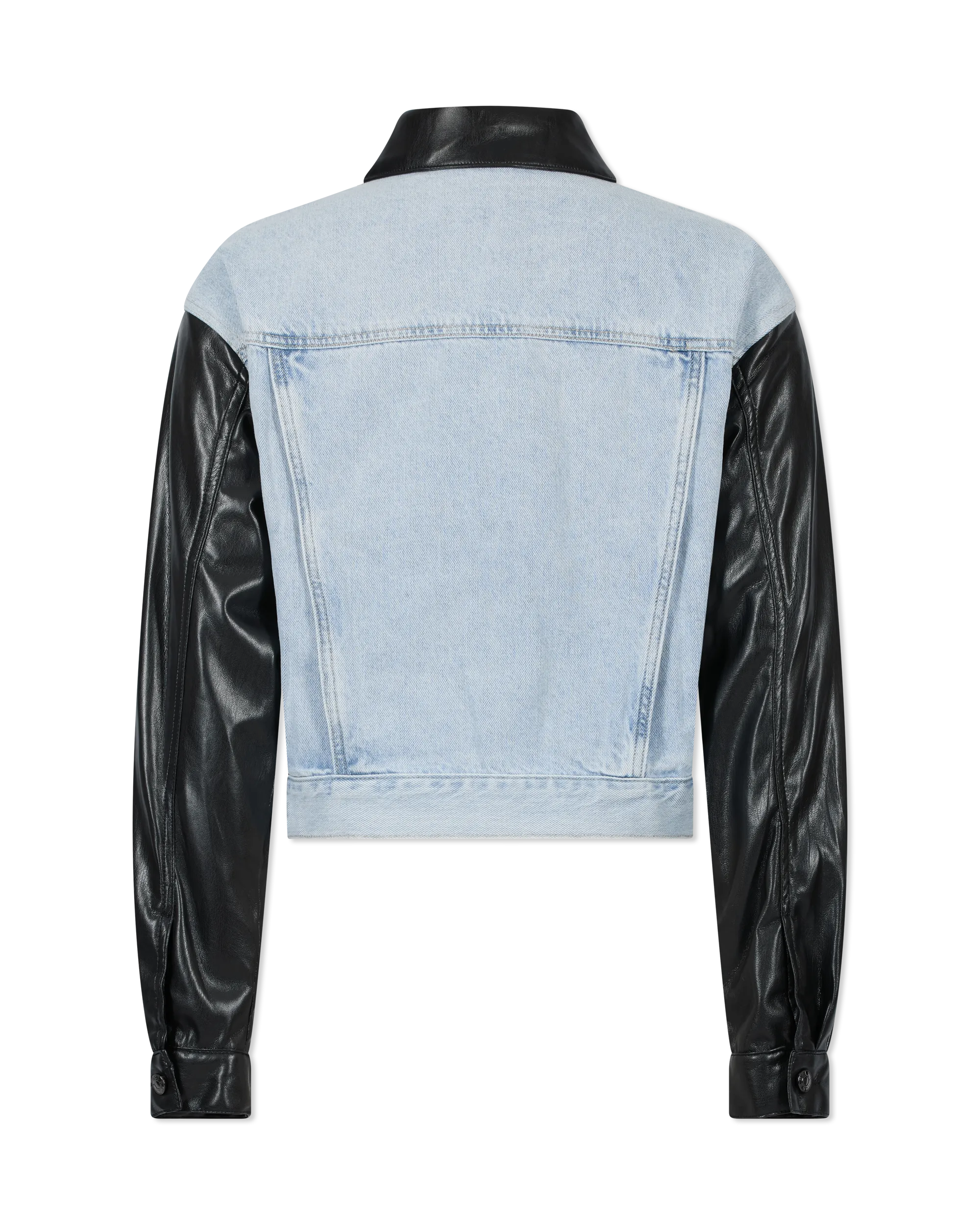 Valex Vegan Leather Combo Denim Jacket - DIHSAN