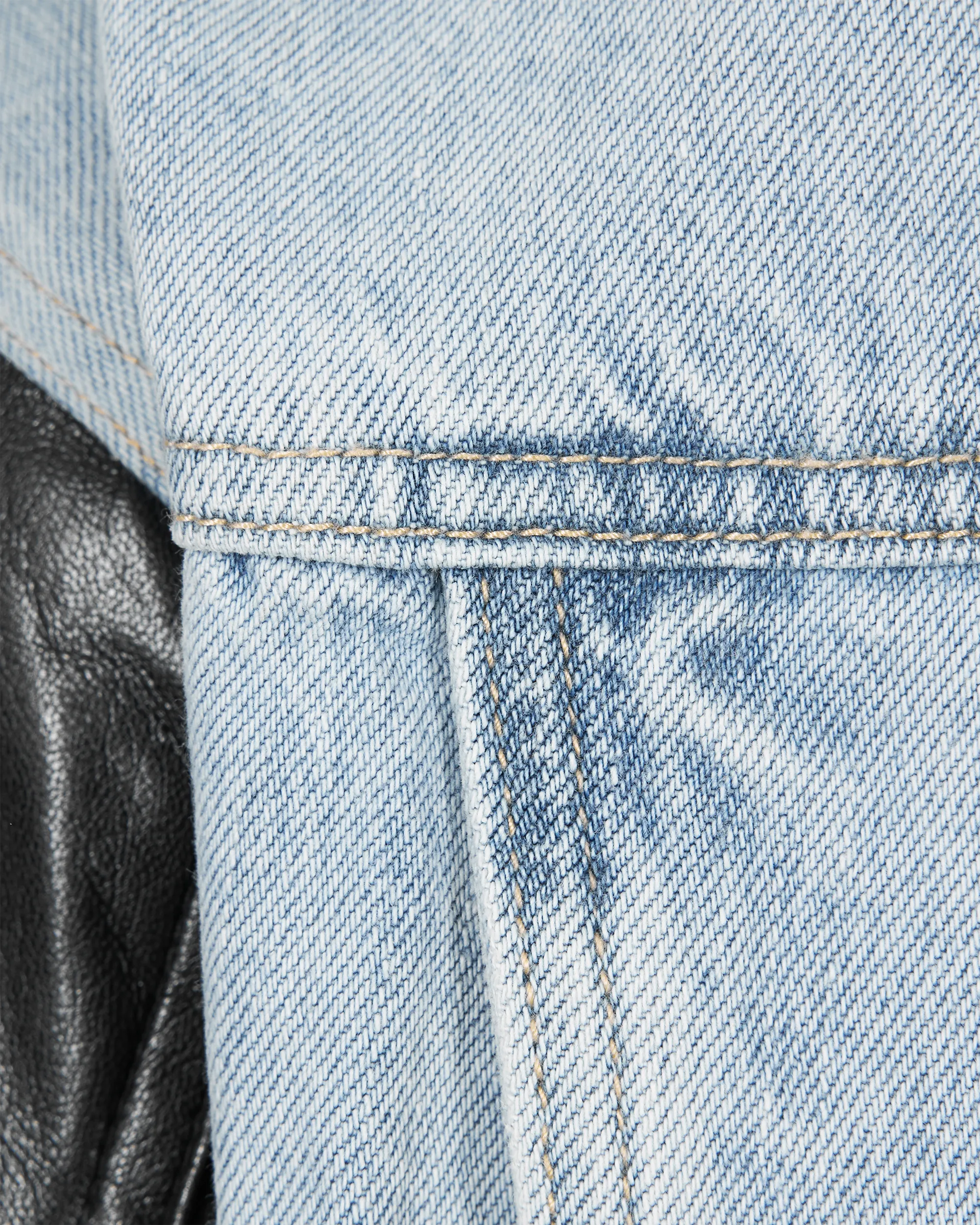 Valex Vegan Leather Combo Denim Jacket - DIHSAN