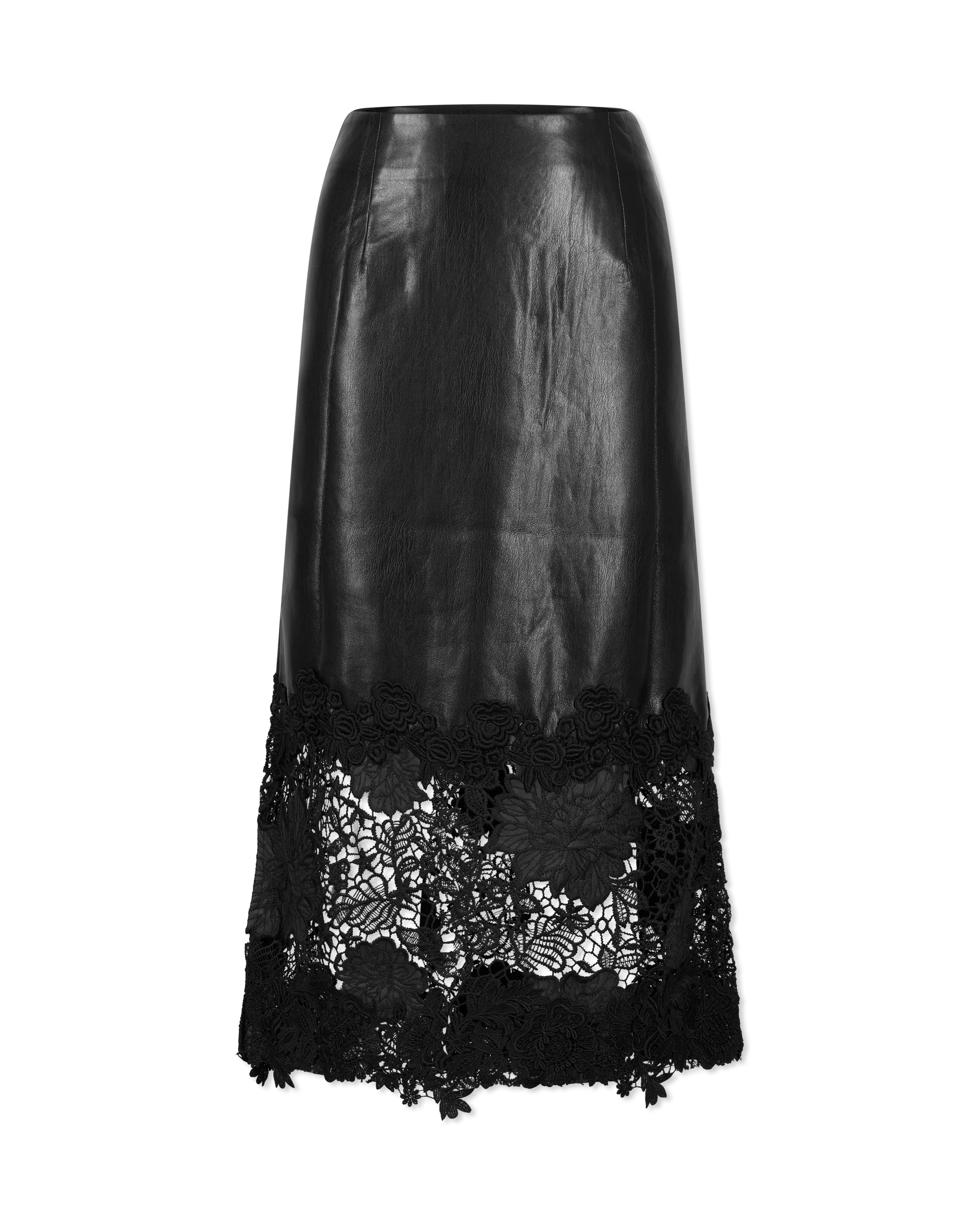 Chantira Vegan Leather Guipure Combo Skirt - DIHSAN