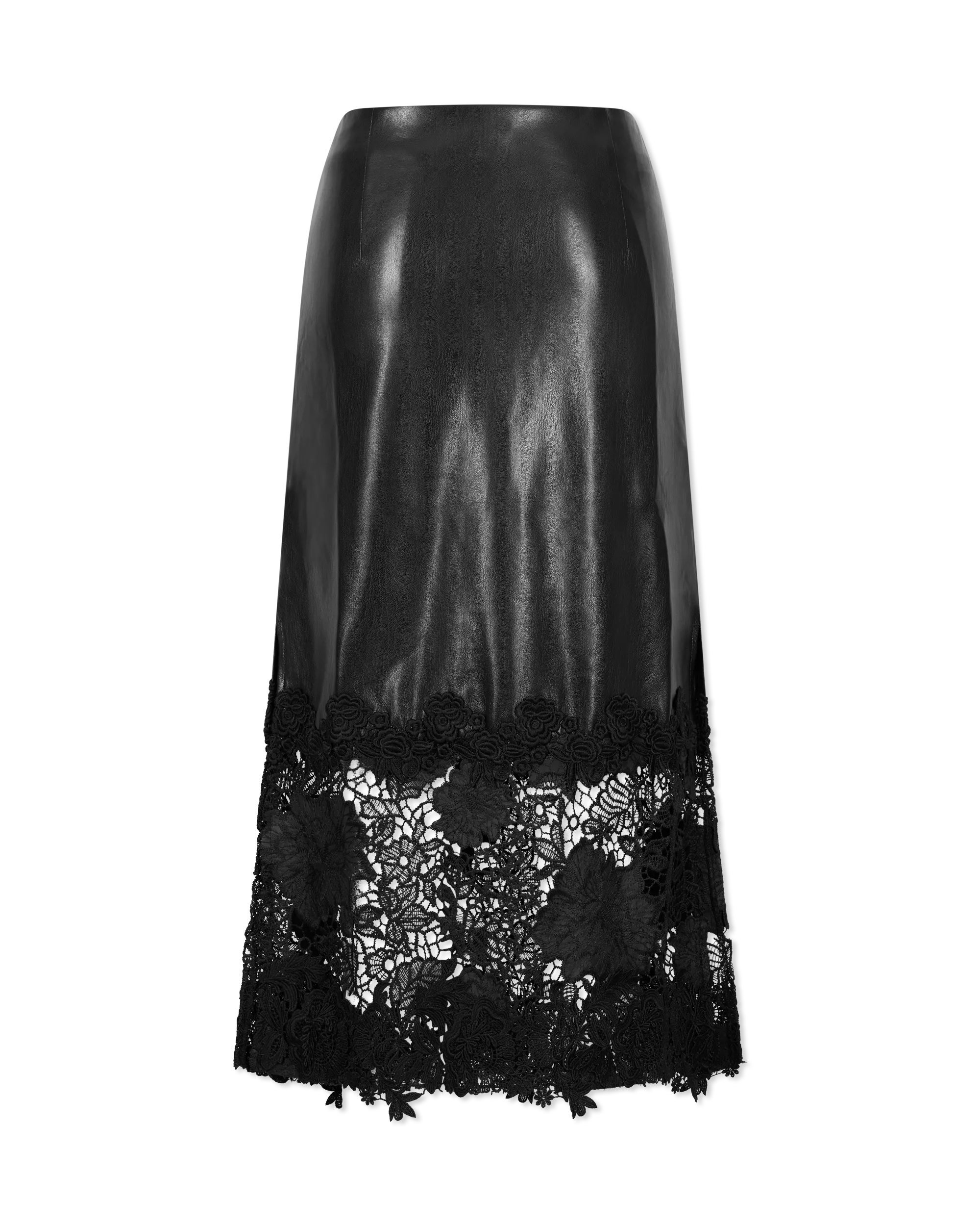 Chantira Vegan Leather Guipure Combo Skirt - DIHSAN