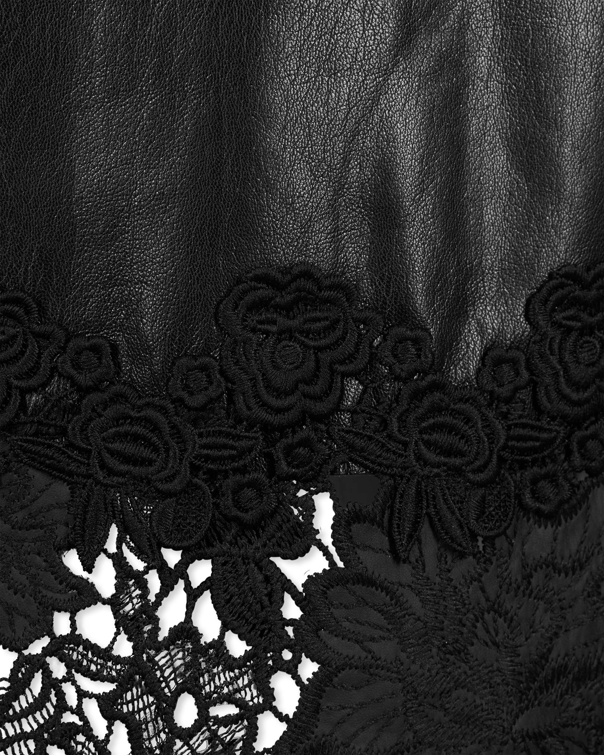 Chantira Vegan Leather Guipure Combo Skirt - DIHSAN