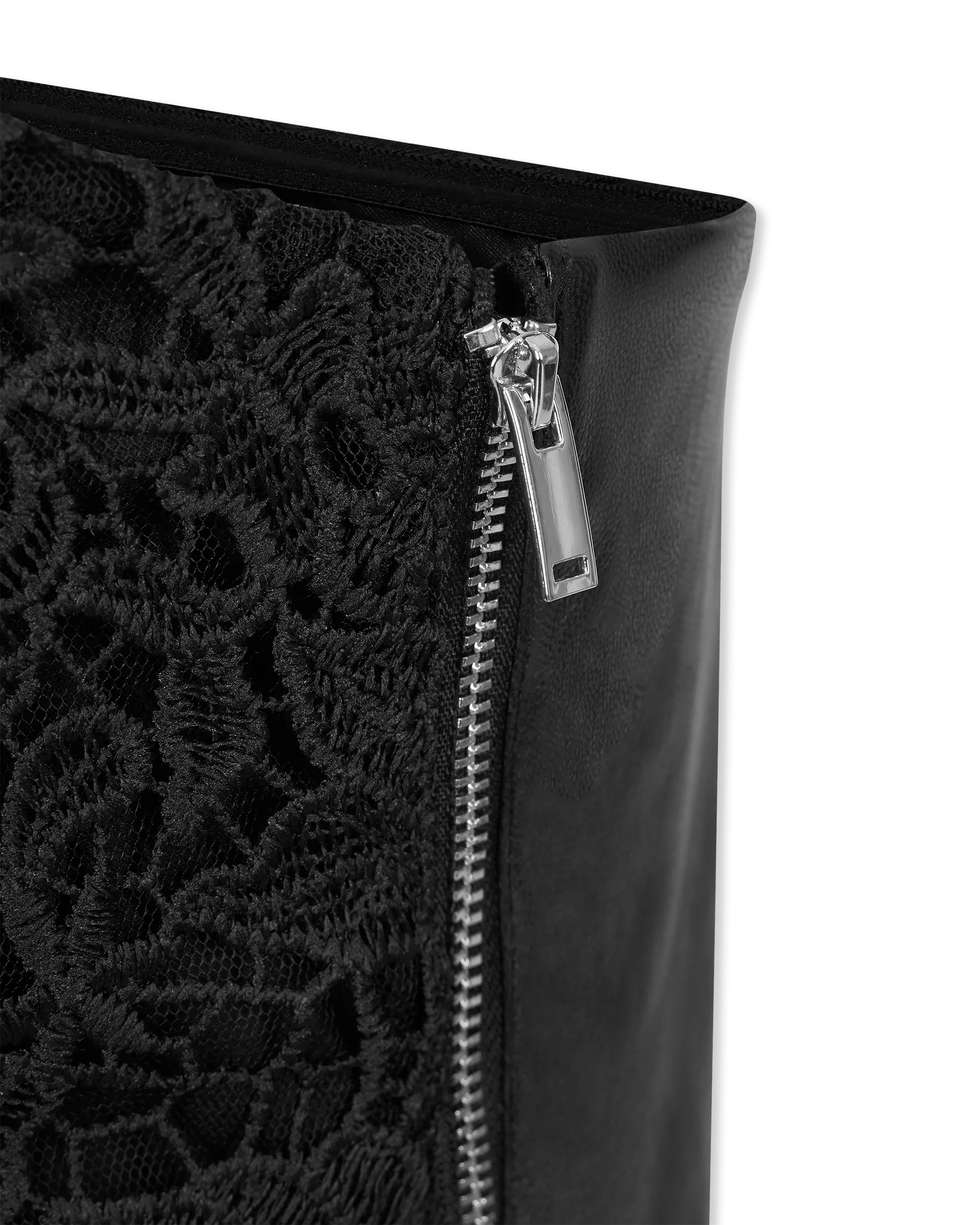 Rumi Vegan Leather Guipure Bustier Top - DIHSAN