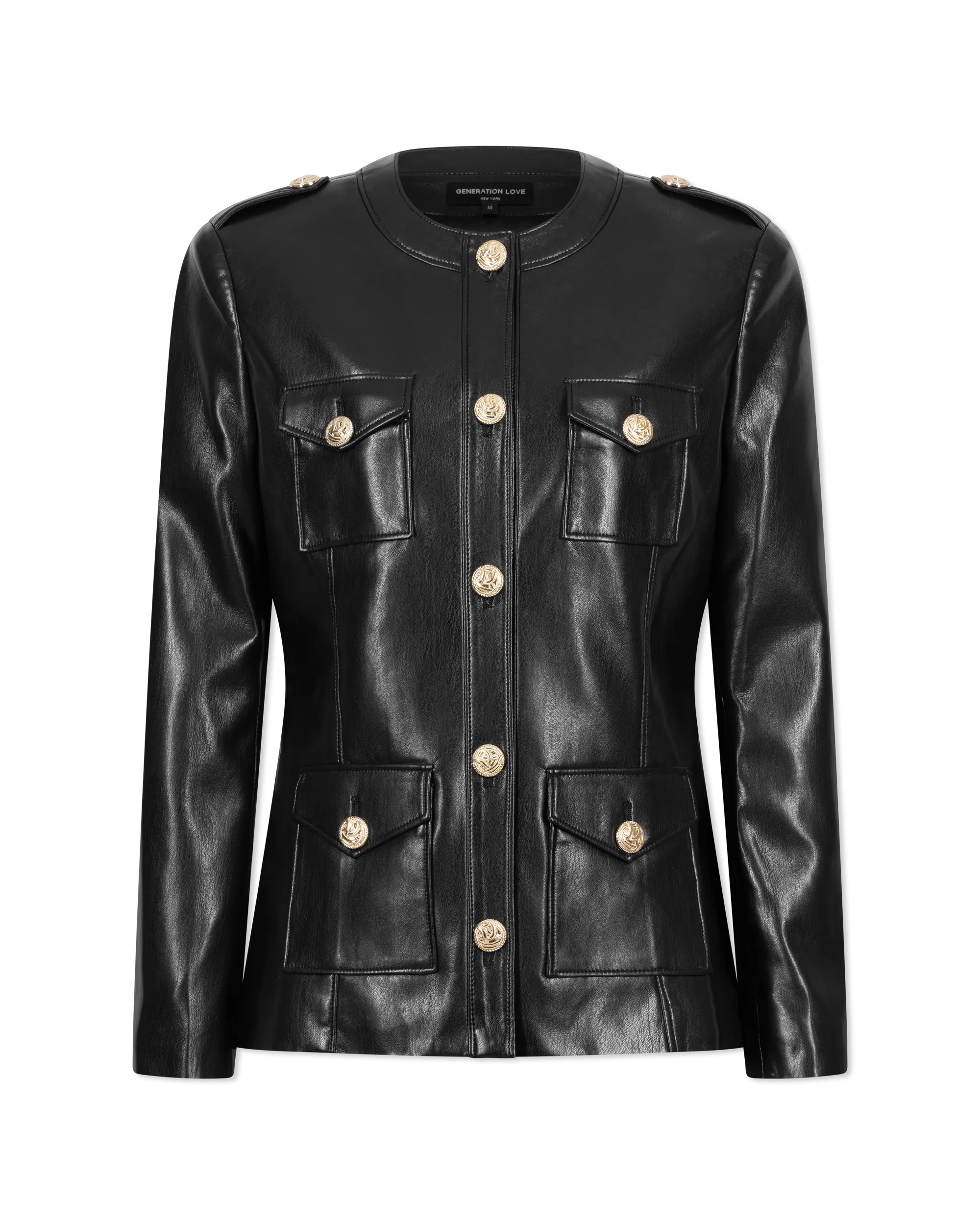 Larsine Vegan Leather Blazer - DIHSAN
