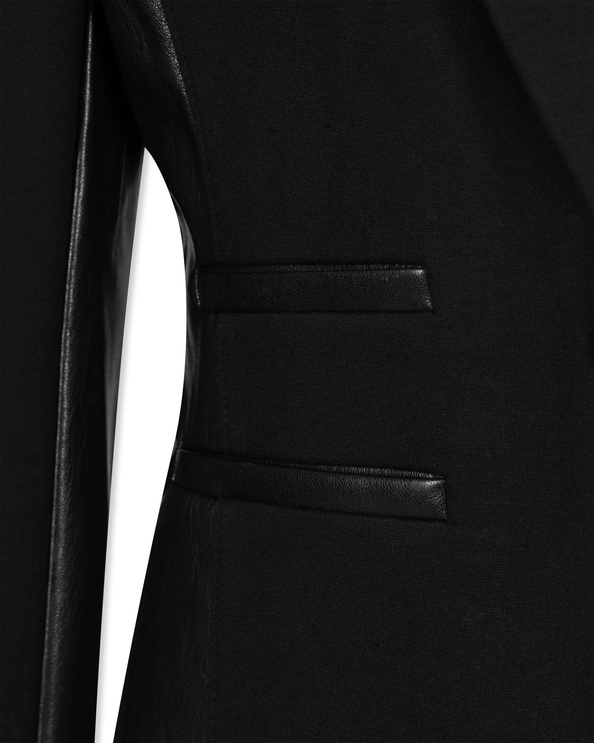 Gayle Vegan Leather Ponto Combo Blazer - DIHSAN