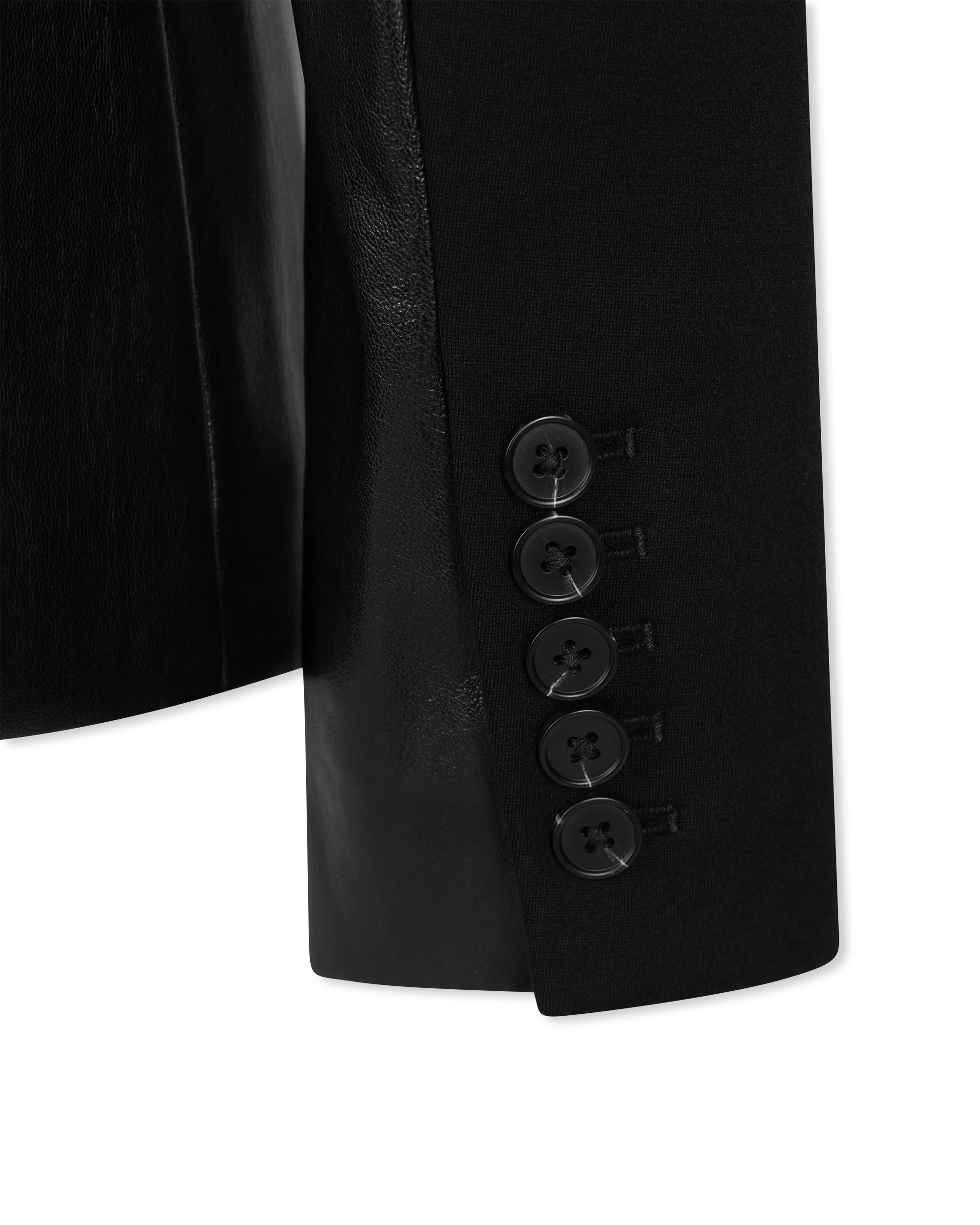 Gayle Vegan Leather Ponto Combo Blazer - DIHSAN