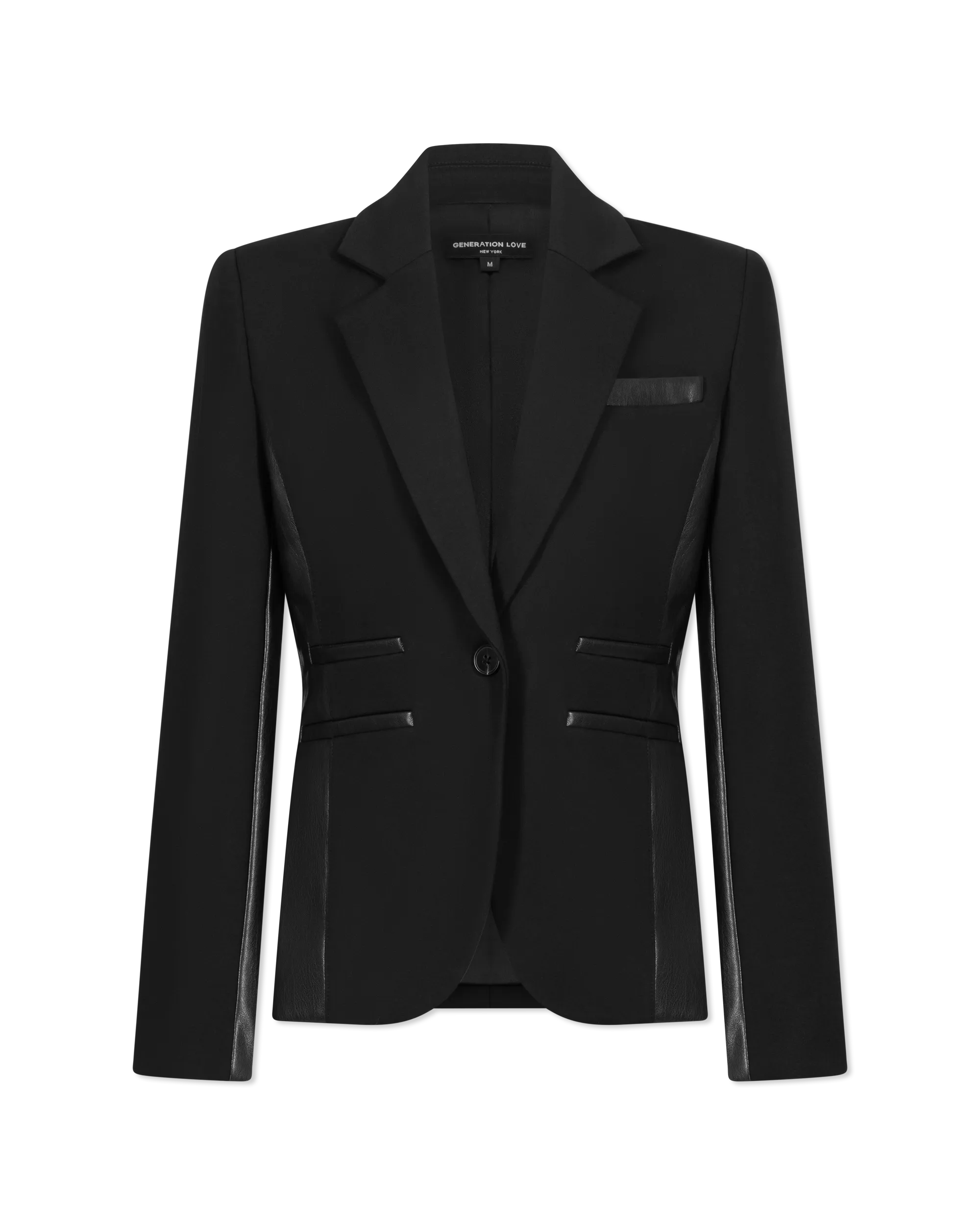 Gayle Vegan Leather Ponto Combo Blazer - DIHSAN
