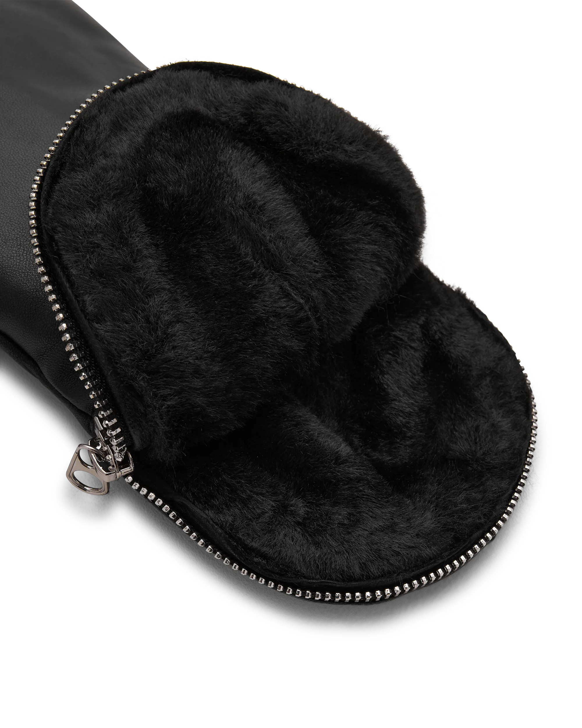 Black Leather Soia & Kyo Betrice Faux Shearling Lined Leather Mittens by SOIA & KYO | DIHSAN