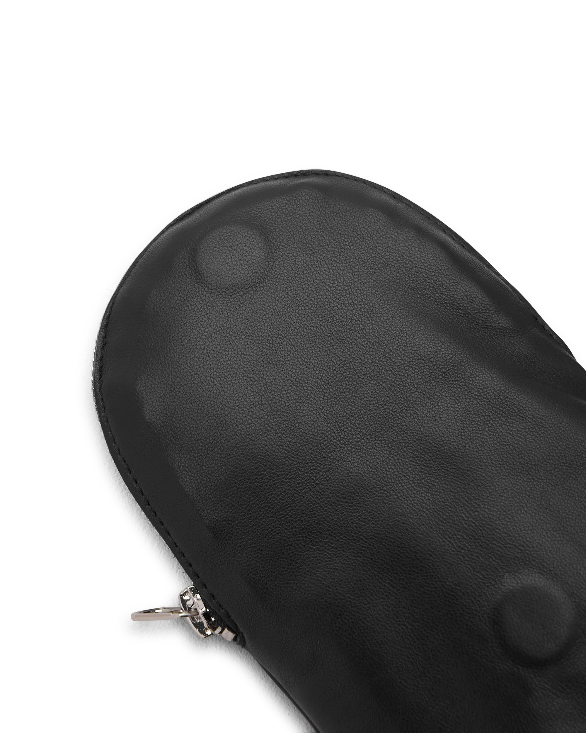 Black Leather Soia & Kyo Betrice Faux Shearling Lined Leather Mittens by SOIA & KYO | DIHSAN