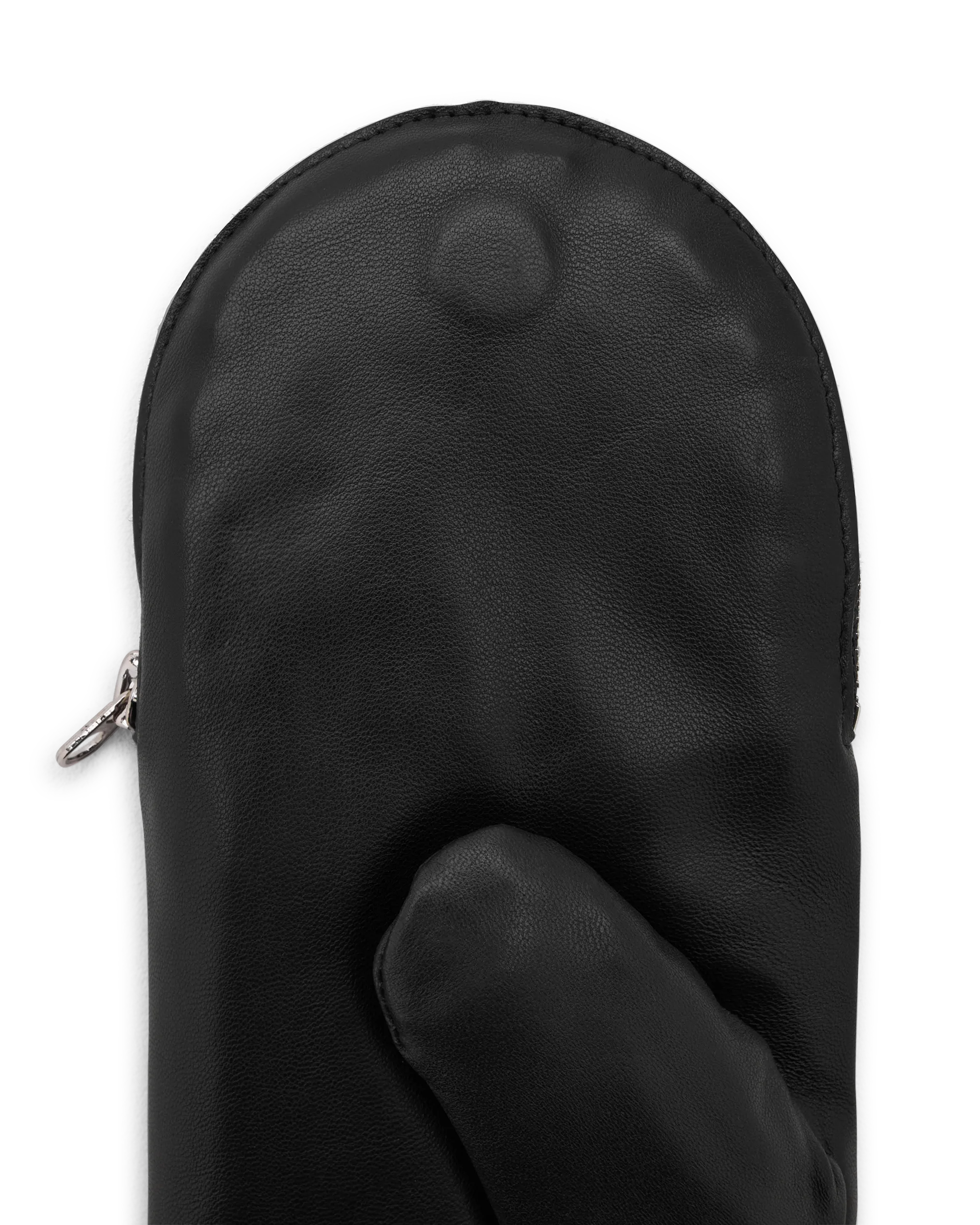 Black Leather Soia & Kyo Betrice Faux Shearling Lined Leather Mittens by SOIA & KYO | DIHSAN