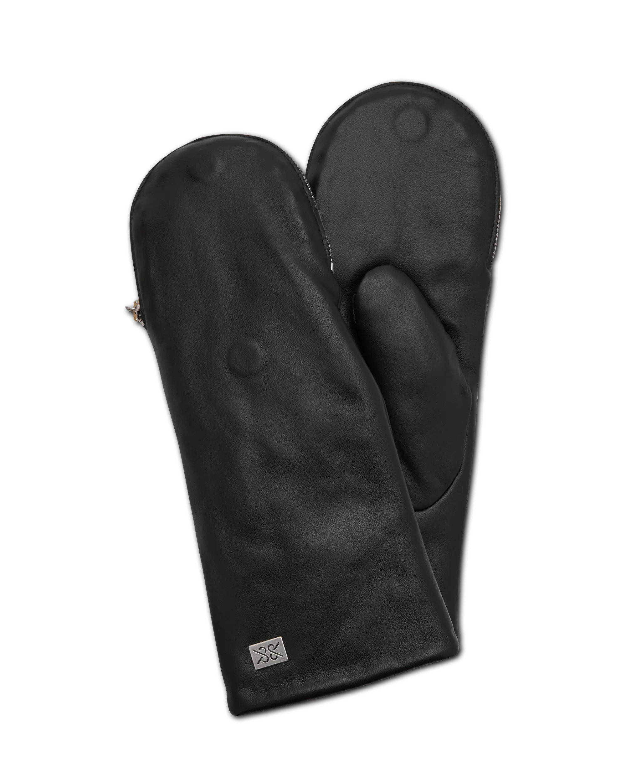 Black Leather Soia & Kyo Betrice Faux Shearling Lined Leather Mittens by SOIA & KYO | DIHSAN