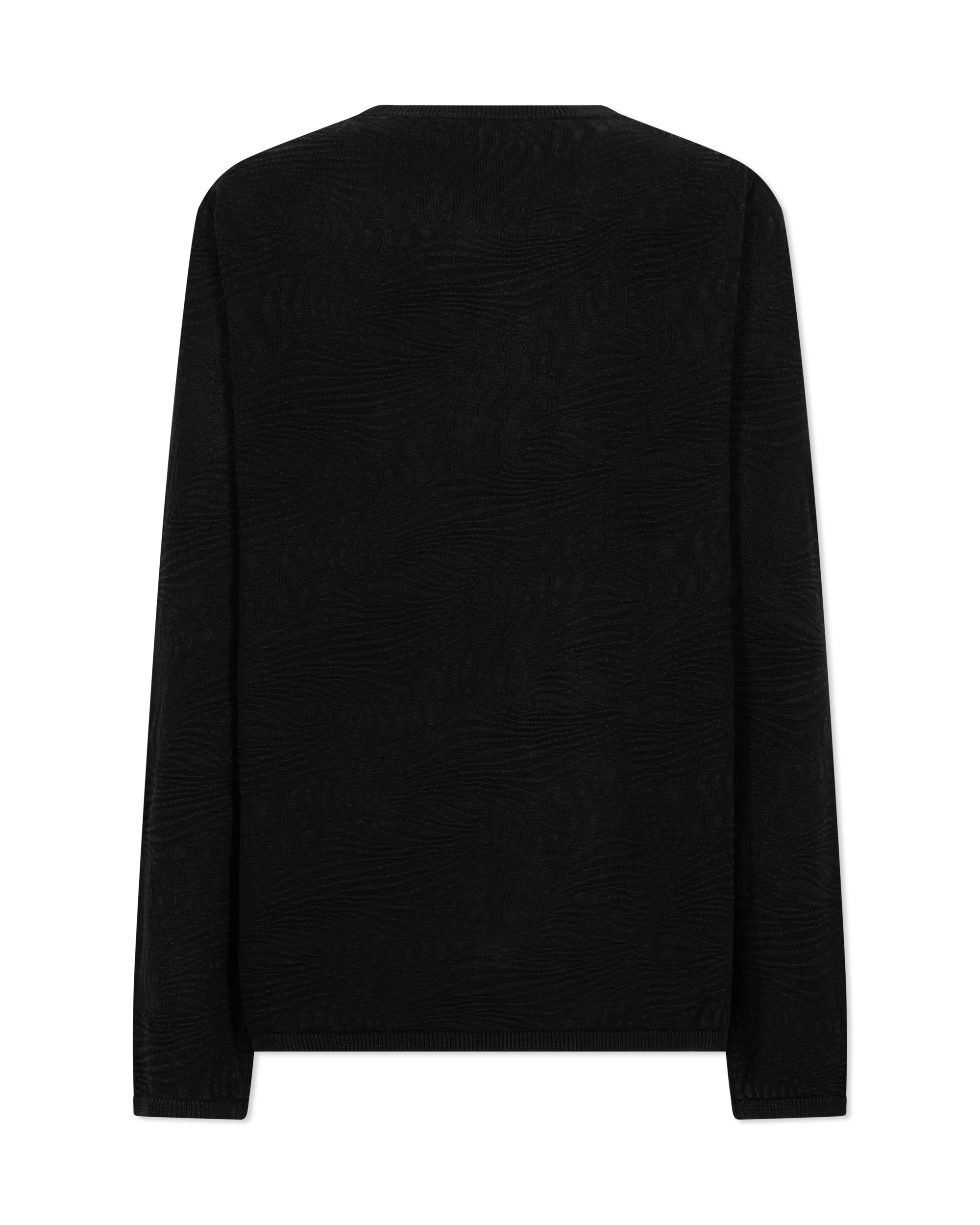 Long Sleeve Wave Texture Crewneck Sweater - DIHSAN
