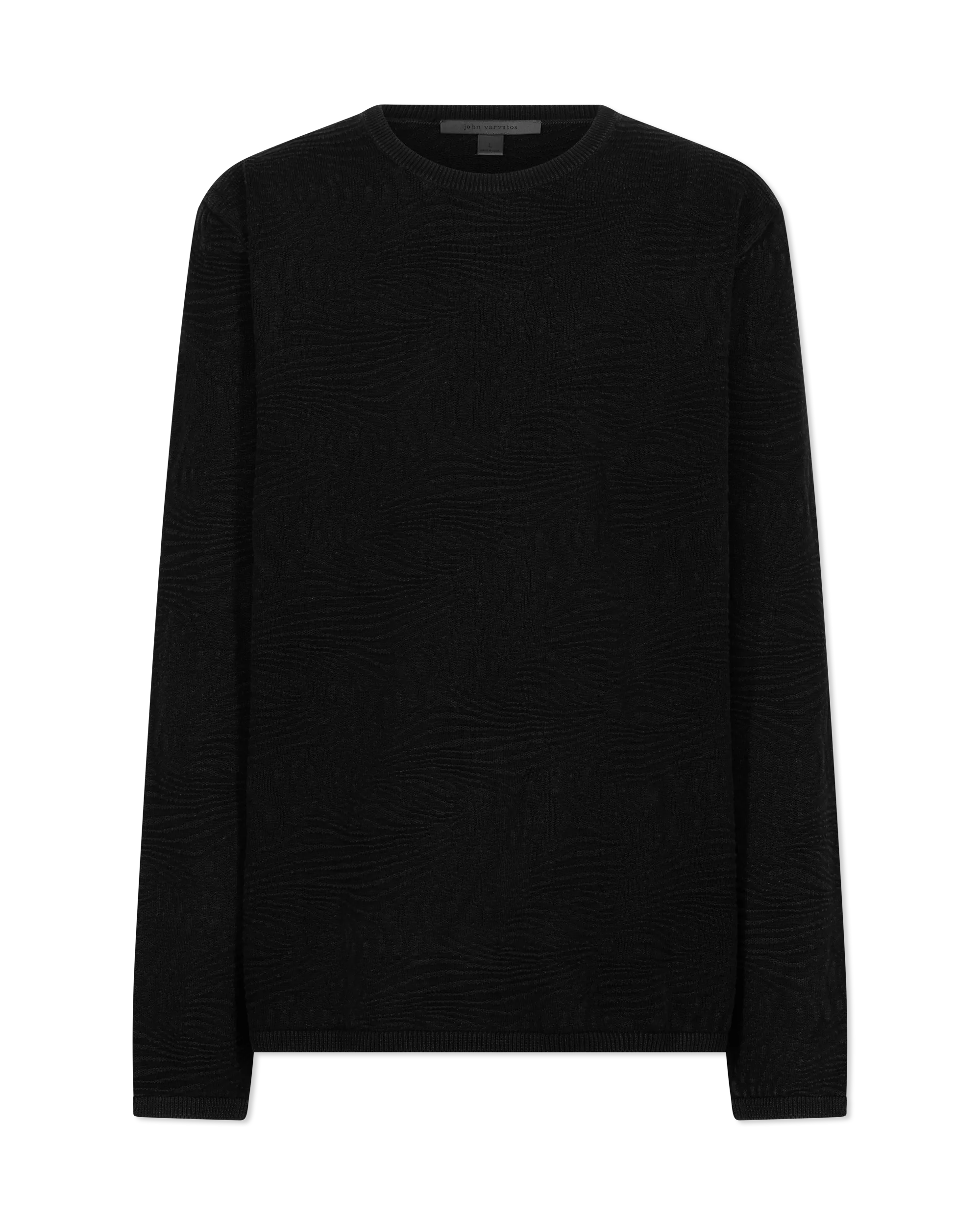 Long Sleeve Wave Texture Crewneck Sweater - DIHSAN