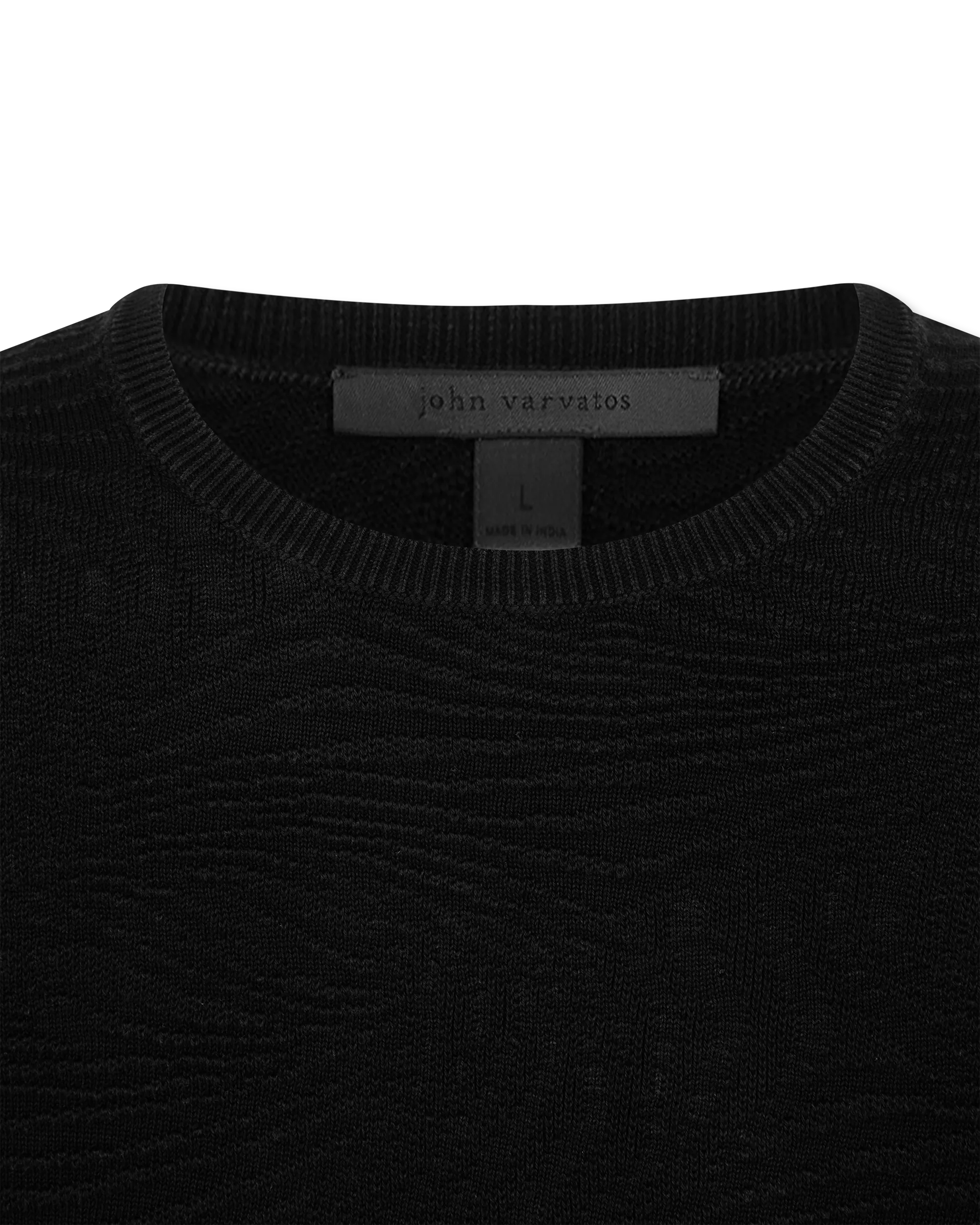 Long Sleeve Wave Texture Crewneck Sweater - DIHSAN