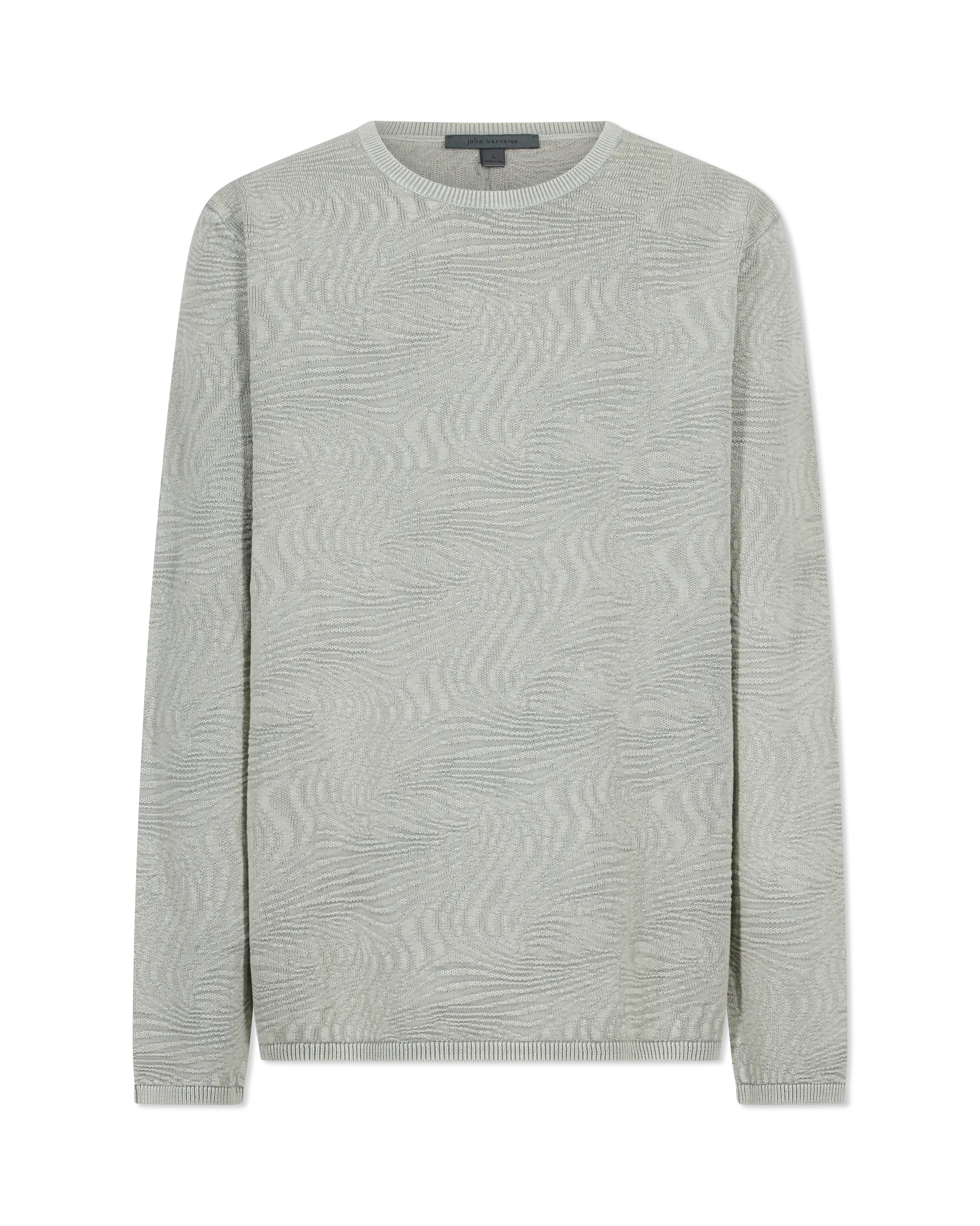 Long Sleeve Wave Texture Crewneck Sweater - DIHSAN
