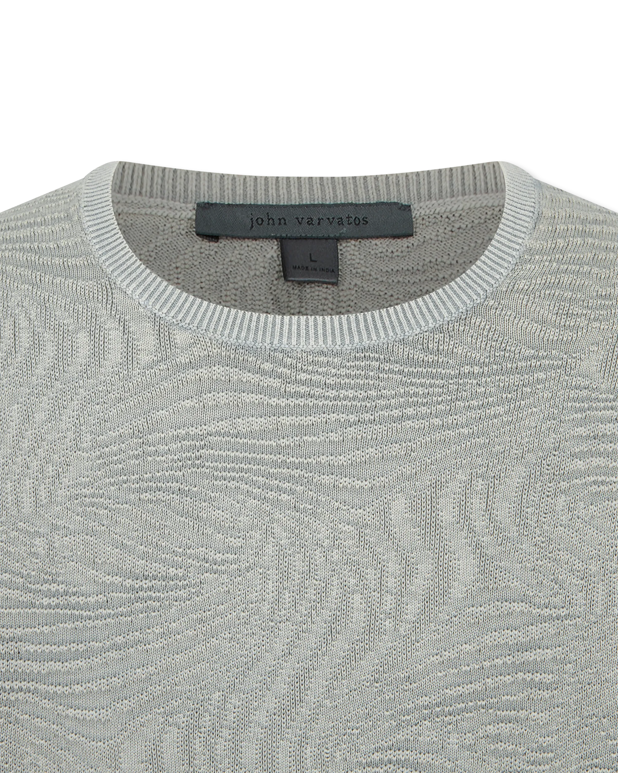 Long Sleeve Wave Texture Crewneck Sweater - DIHSAN