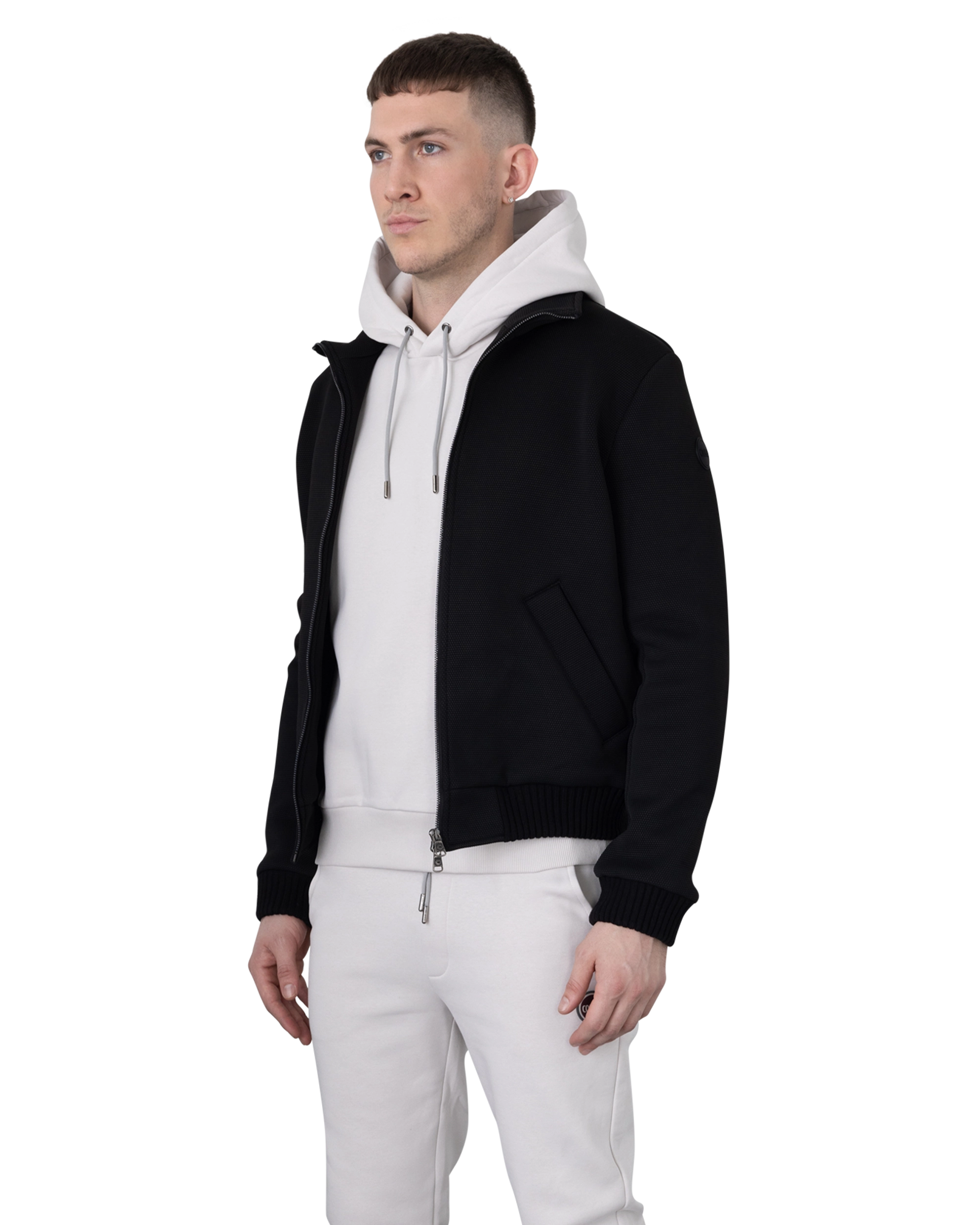 Evidence Honeycomb-Effect Knit Bomber Jacket