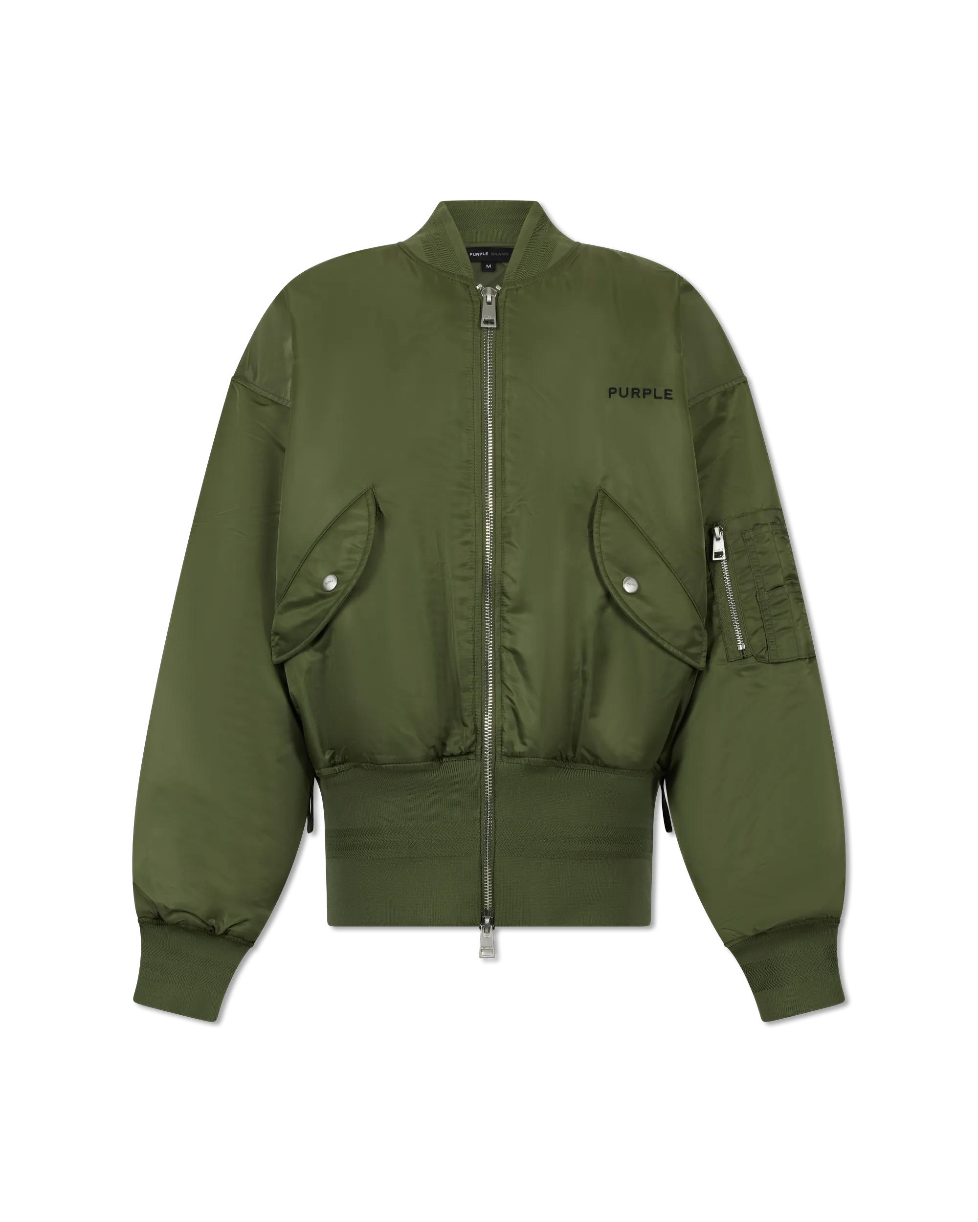 Satin Zip Front Bomber - DIHSAN