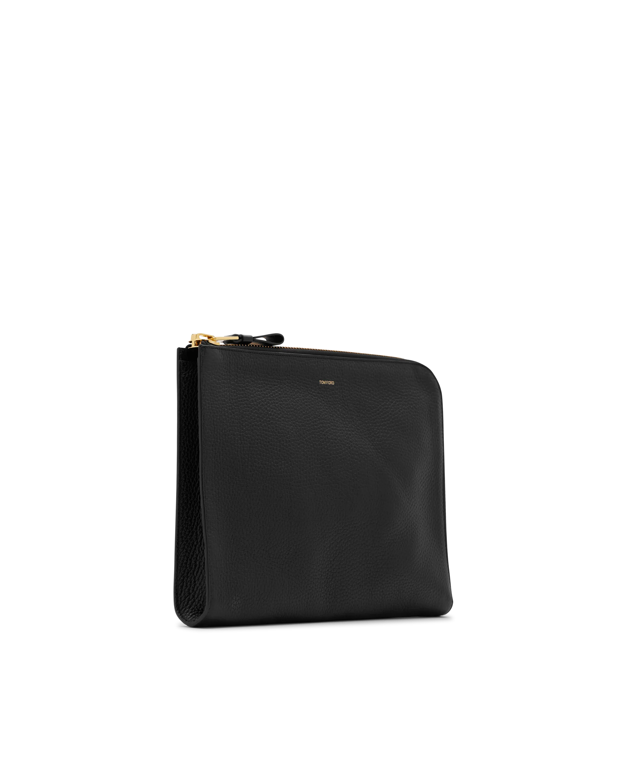 Black Leather Buckley Embossed Leather Zip Portfolio by Tom Ford | DIHSAN