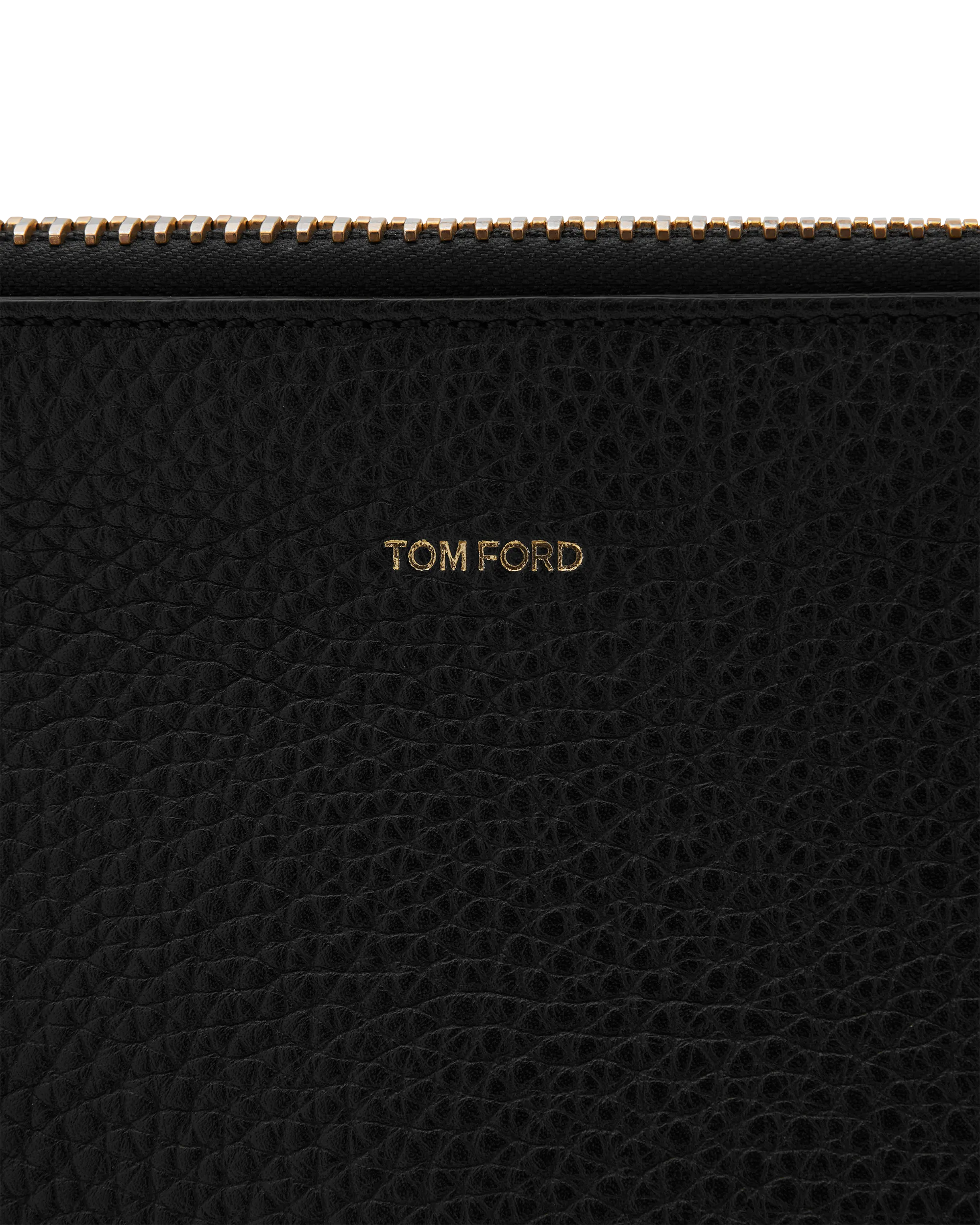 Black Leather Buckley Embossed Leather Zip Portfolio by Tom Ford | DIHSAN