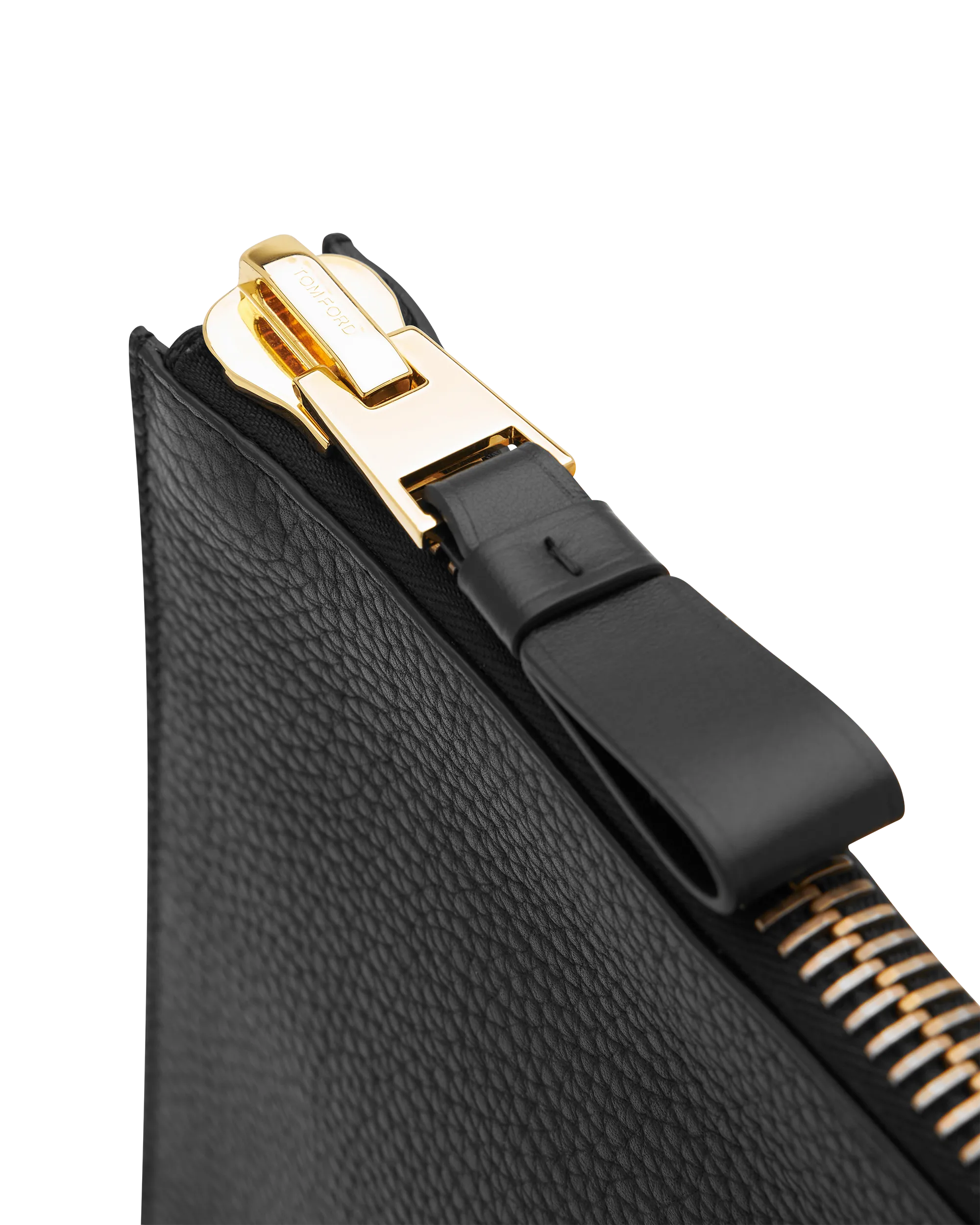 Black Leather Buckley Embossed Leather Zip Portfolio by Tom Ford | DIHSAN