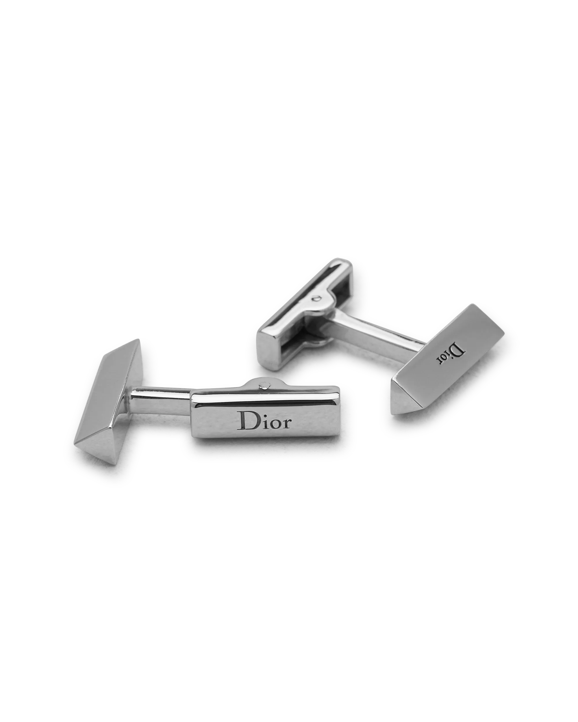 Silver Sterling Bar Cufflinks With Logo by Christian Dior | DIHSAN