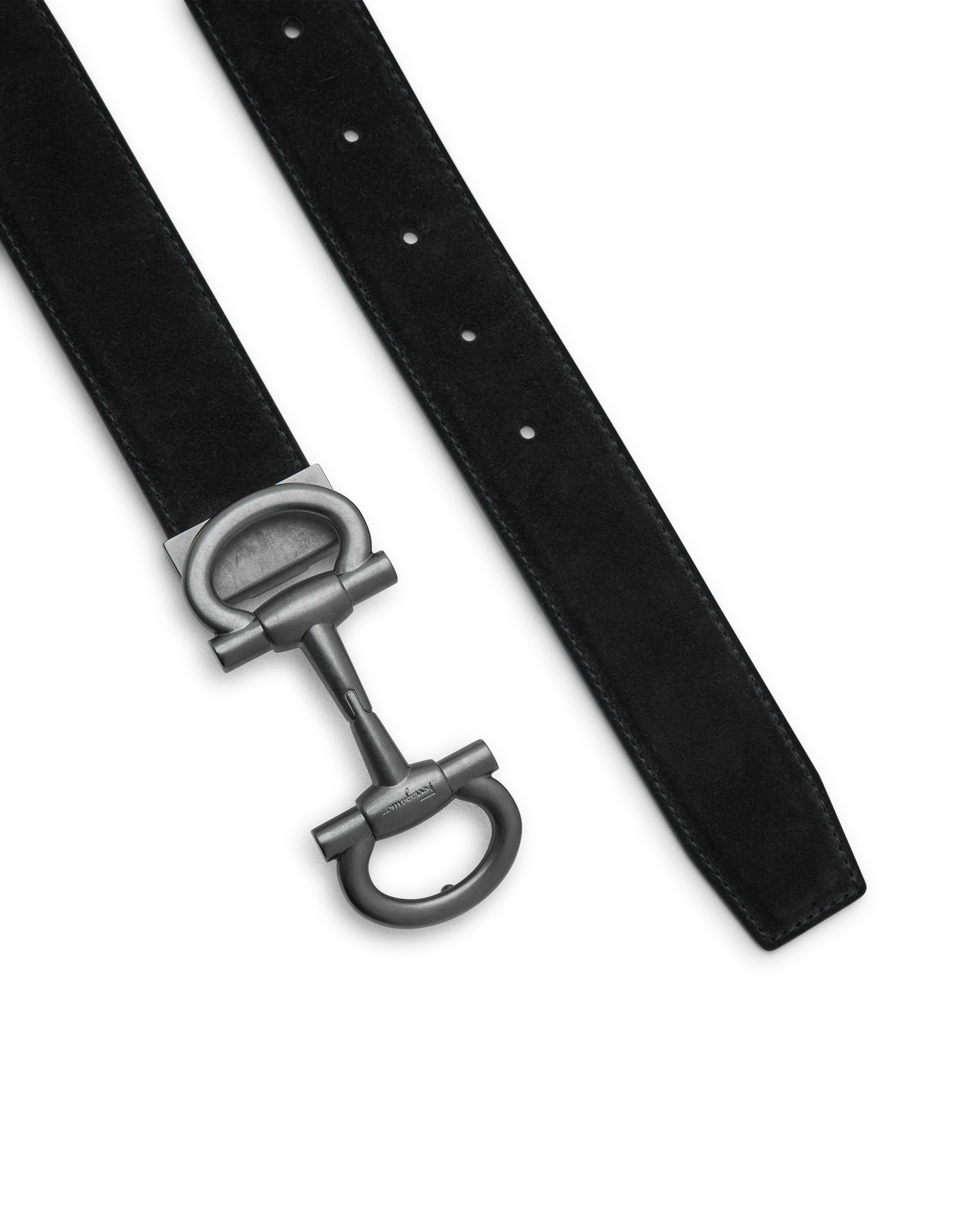 Double Gancini Suede Belt - DIHSAN