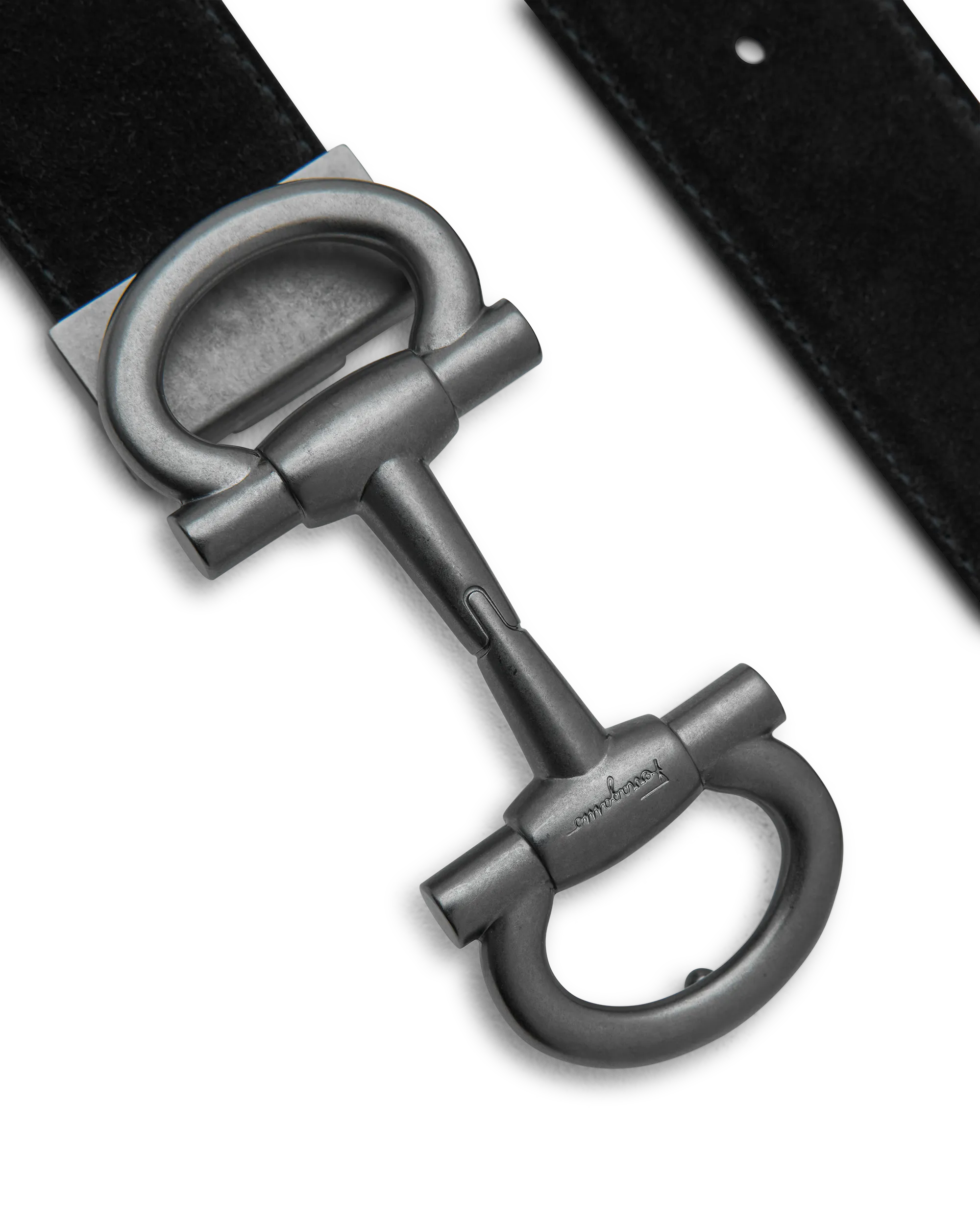 Double Gancini Suede Belt - DIHSAN