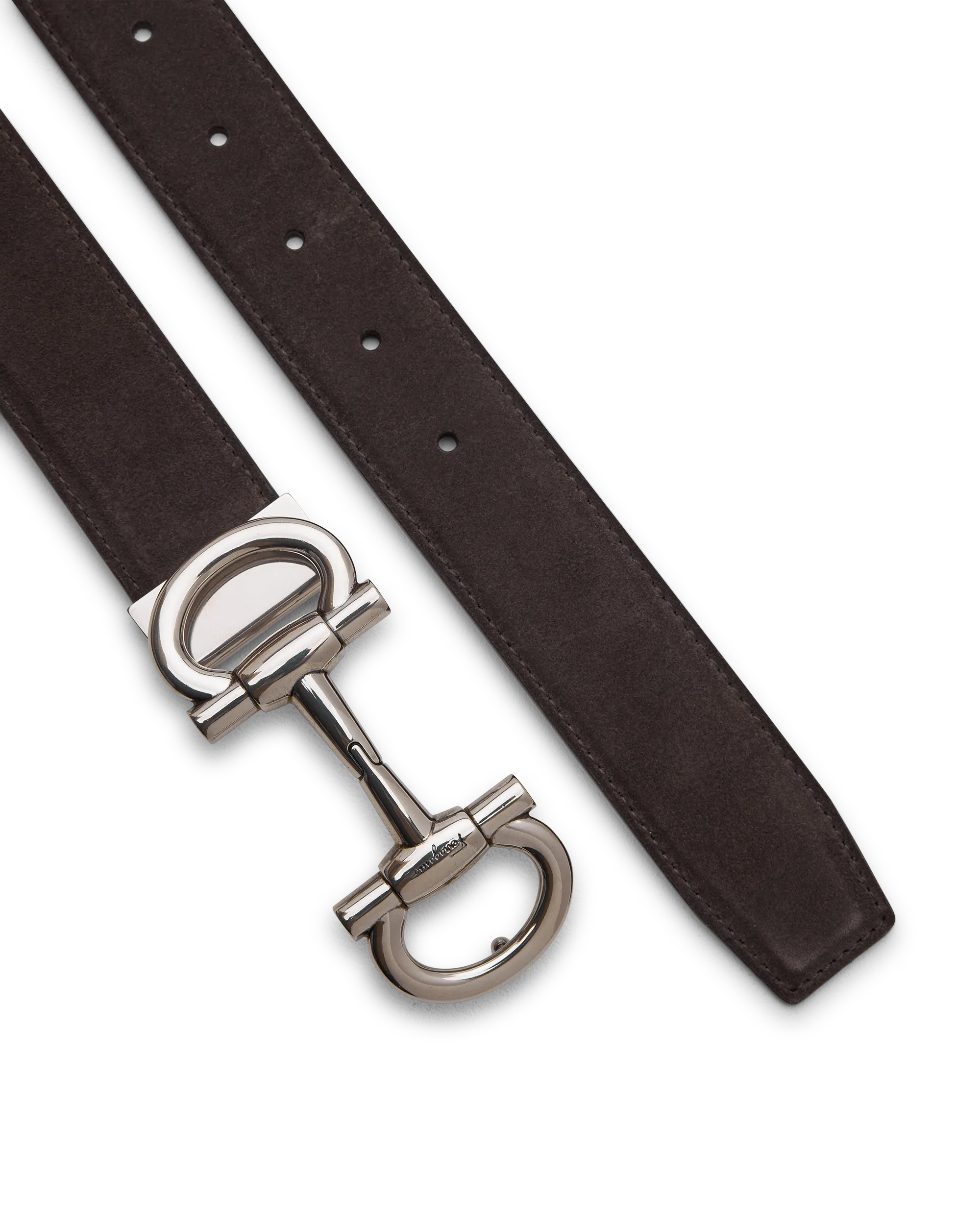 Double Gancini Suede Belt - DIHSAN