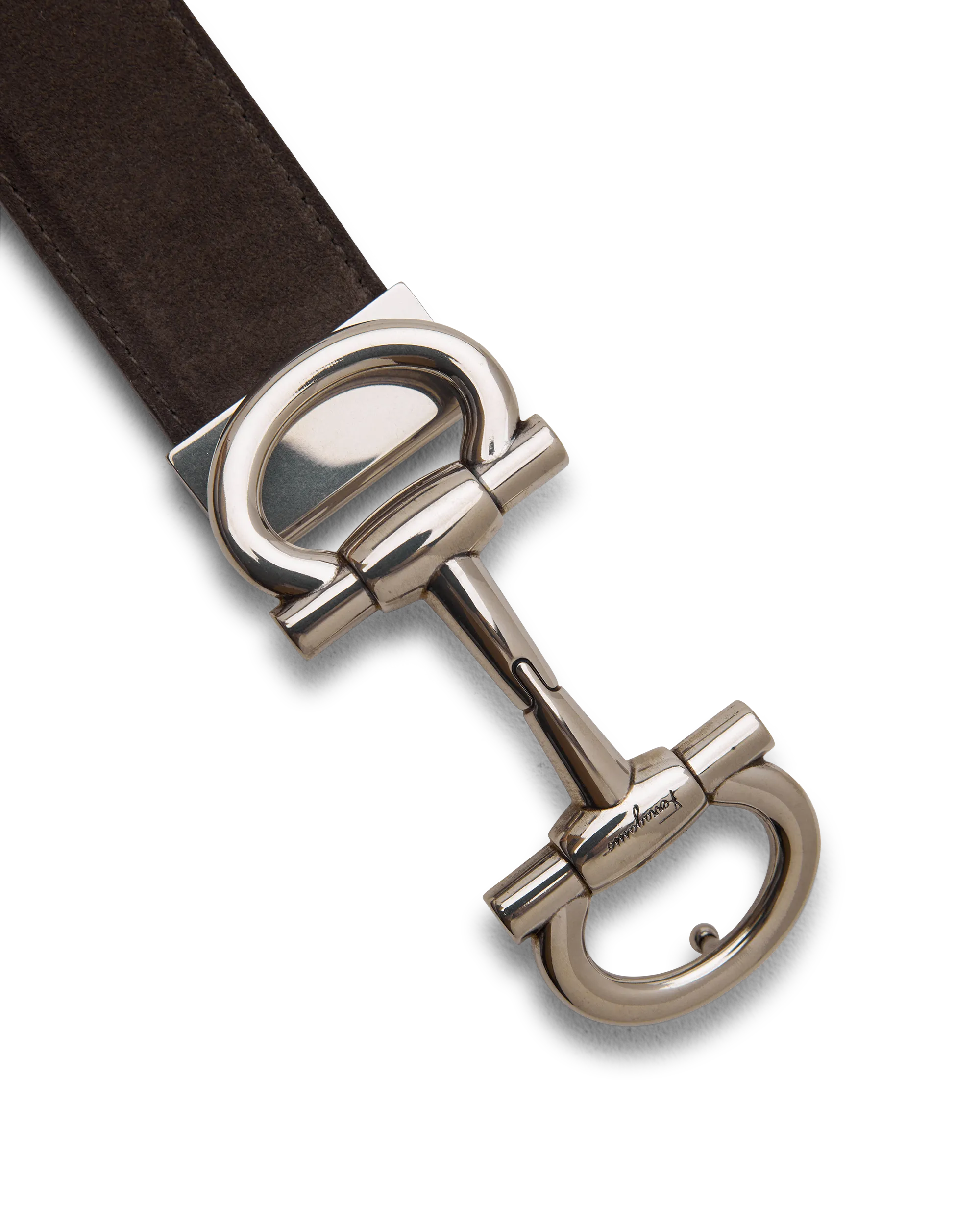 Double Gancini Suede Belt - DIHSAN